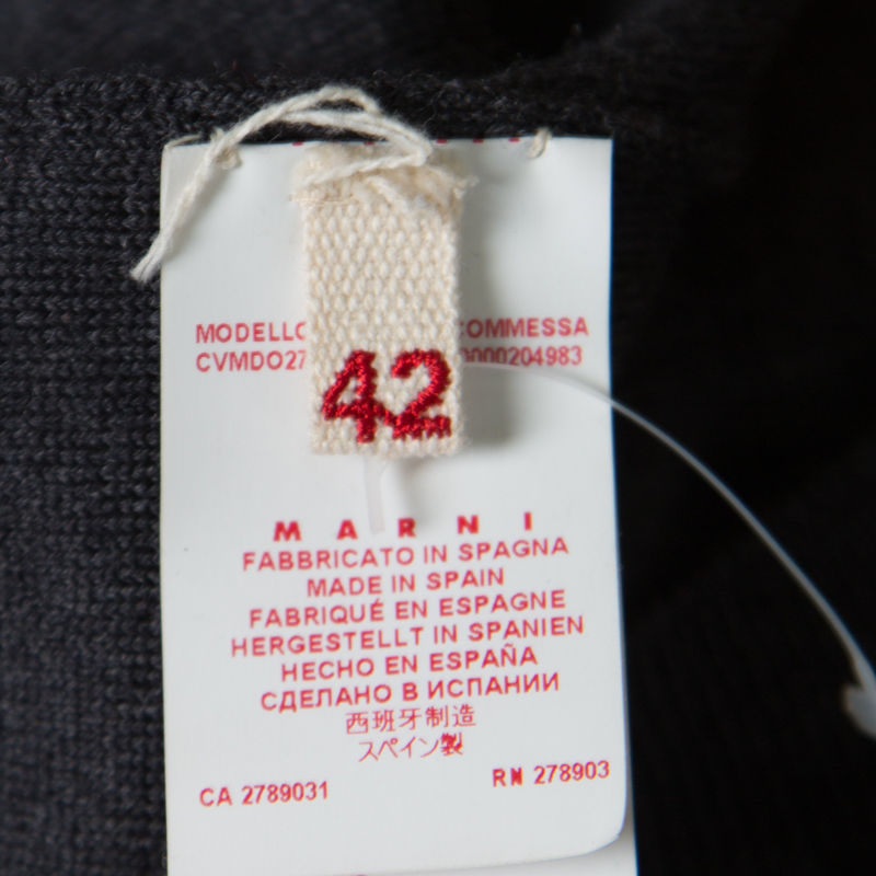 Pre-owned Marni Dark Grey Wool Crystal Embellished V Neck Sweater M