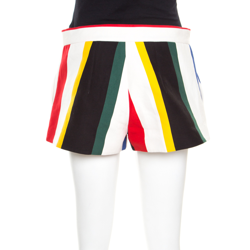 Pre-owned Marni Multicolor Wide Striped Cotton Shorts S