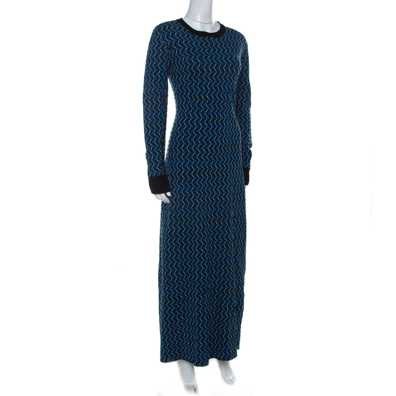 

Marni Multicolor Jacquard Knit Long Sleeve Maxi Dress