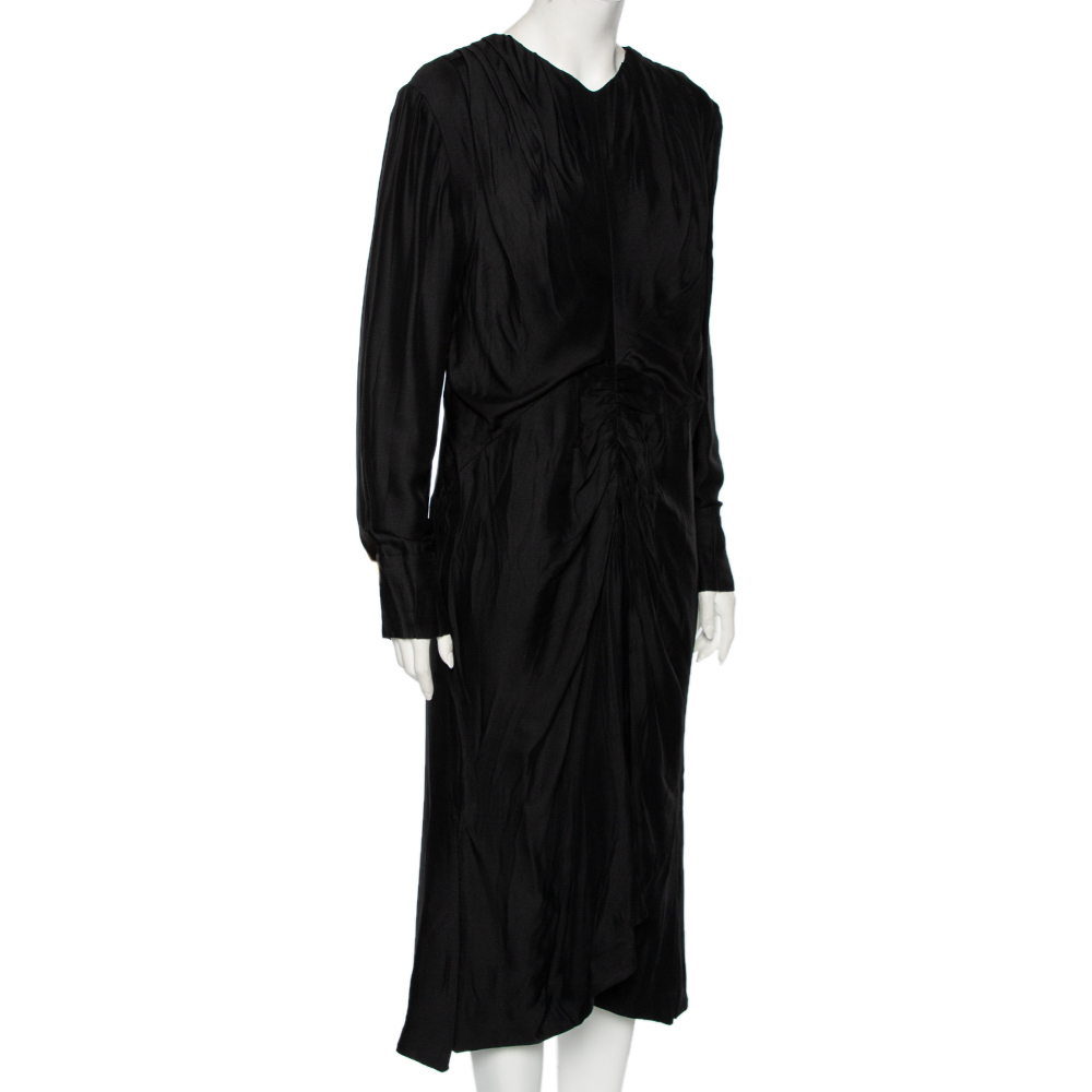 

Marni Black Synthetic Ruched Long Sleeve V-Neck Dress