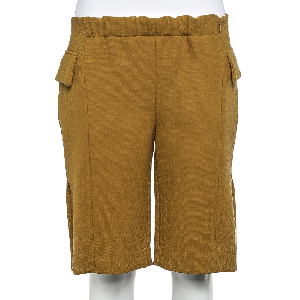 

Marni Mustard Yellow Wool Crepe Pocket Detail Shorts