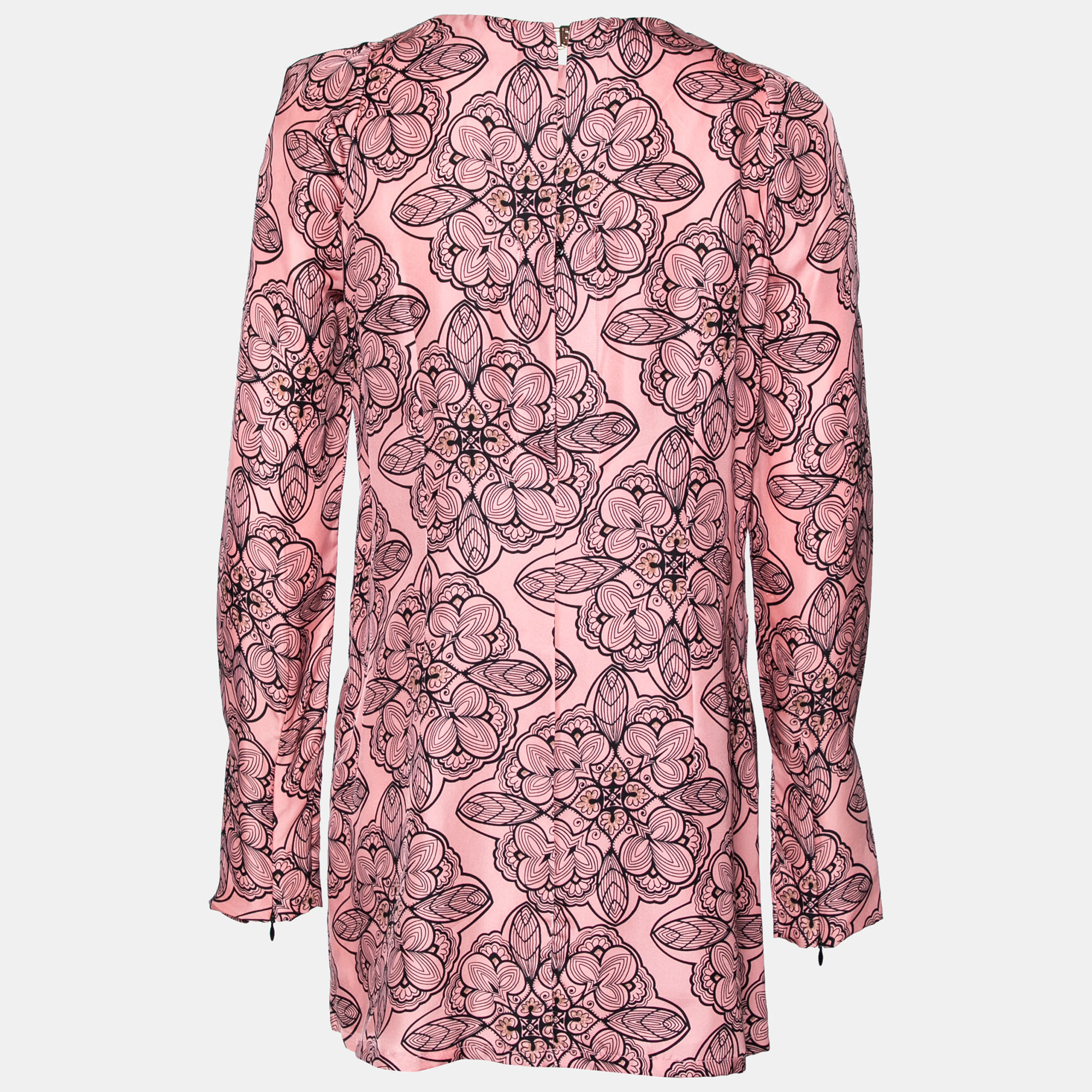 

Marni Pink Printed Silk Long Sleeve Short Dress