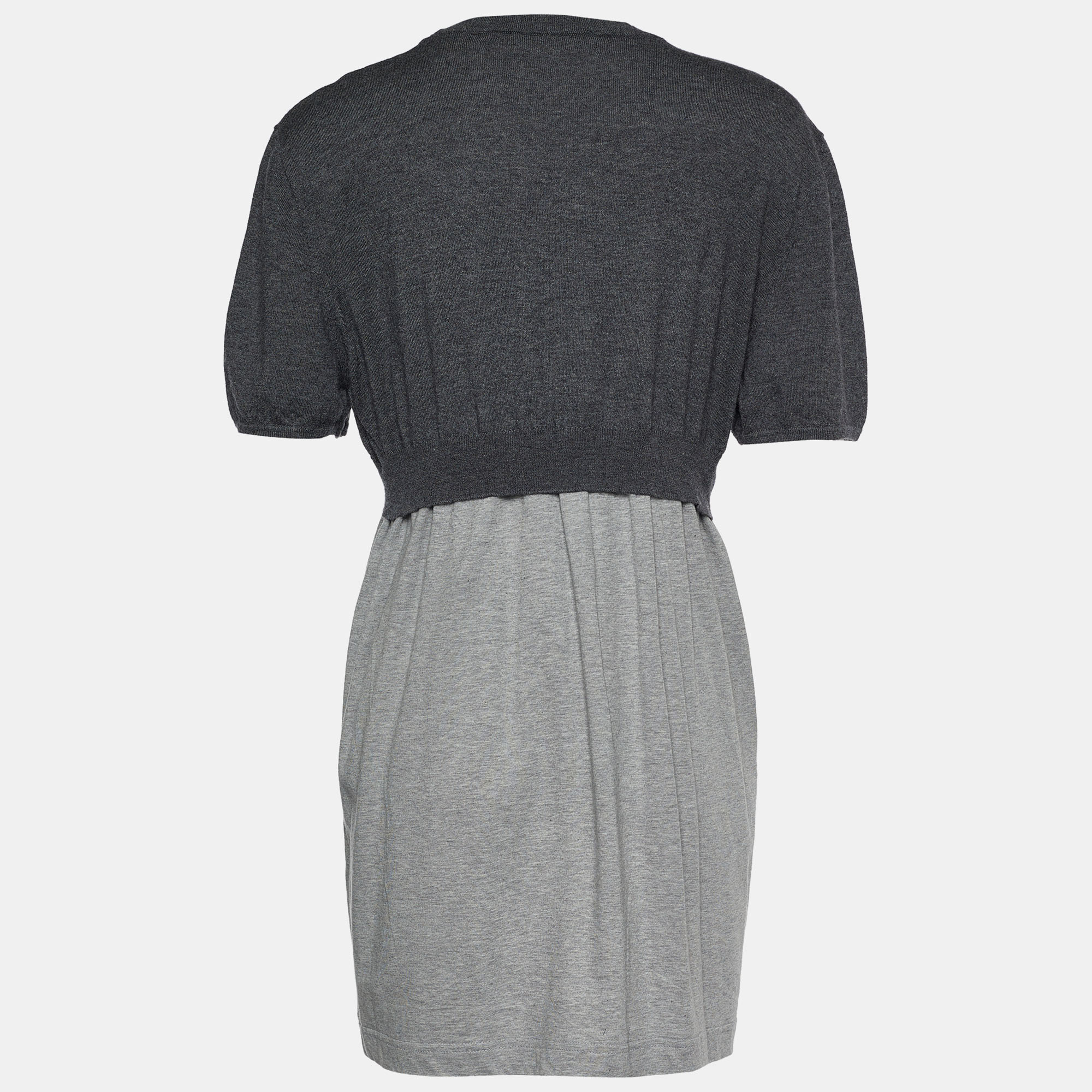 

Marni Grey Colorblock Cashmere Overlay Knit Dress