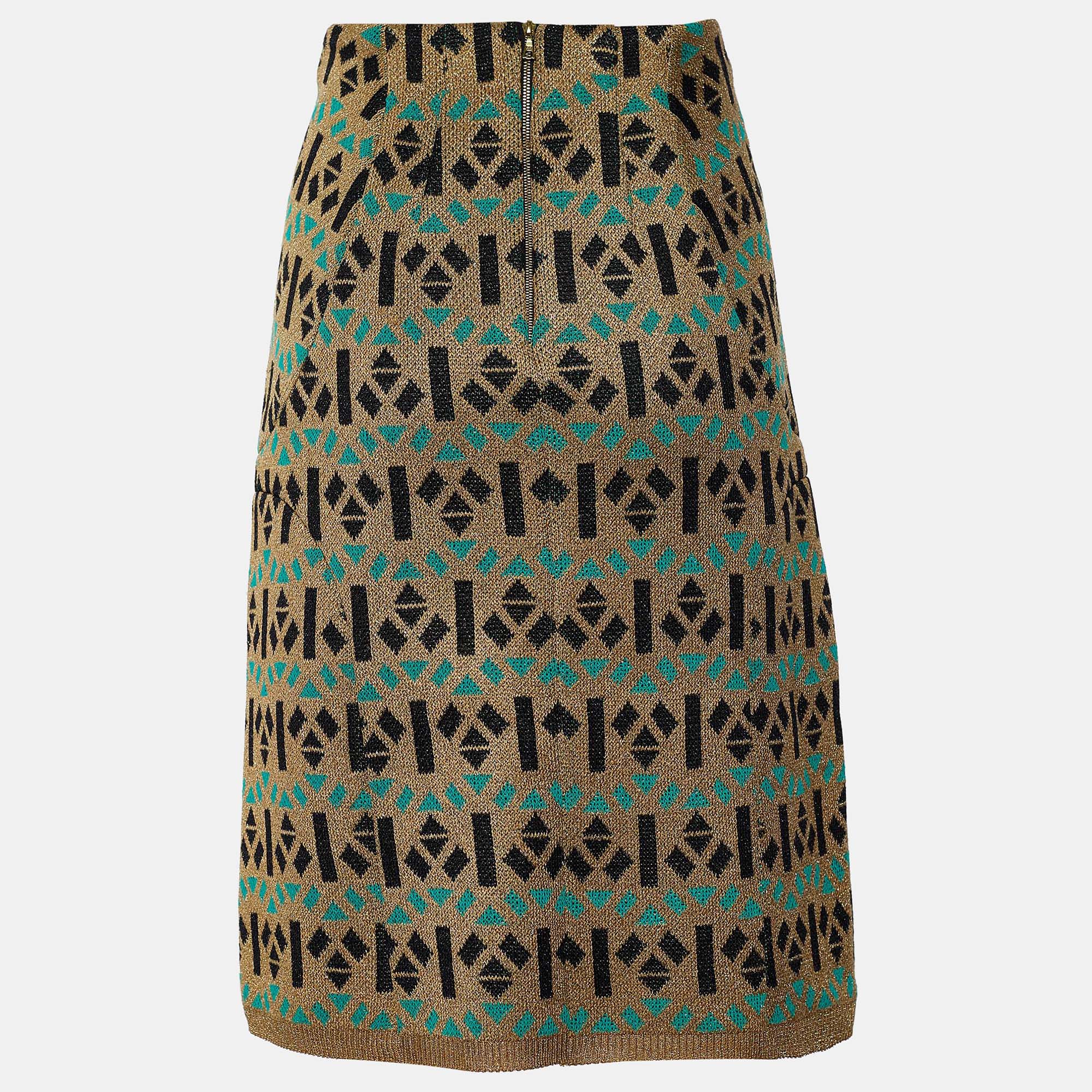 

Marni Gold Lurex Geometric Knit Pencil Skirt L