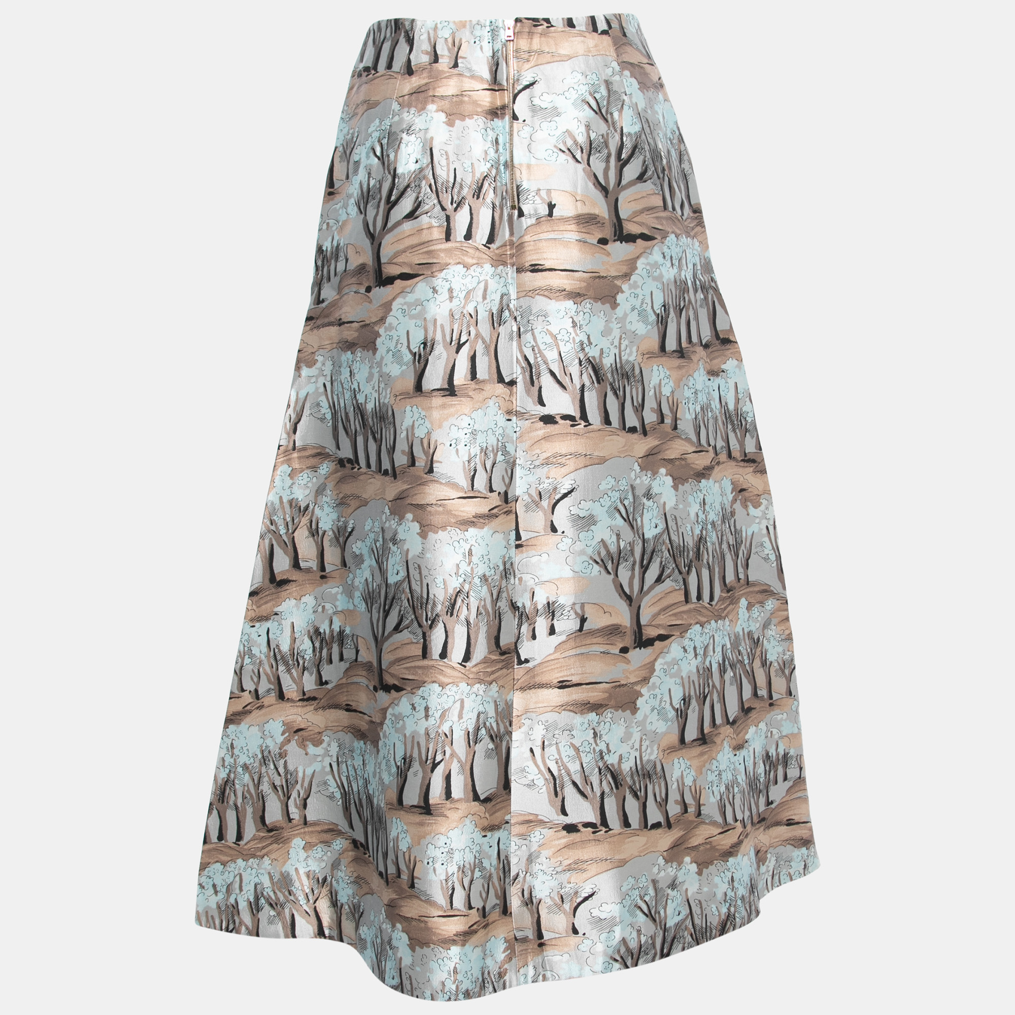 

Marni Light Blue Printed Satin-Twill Midi Skirt