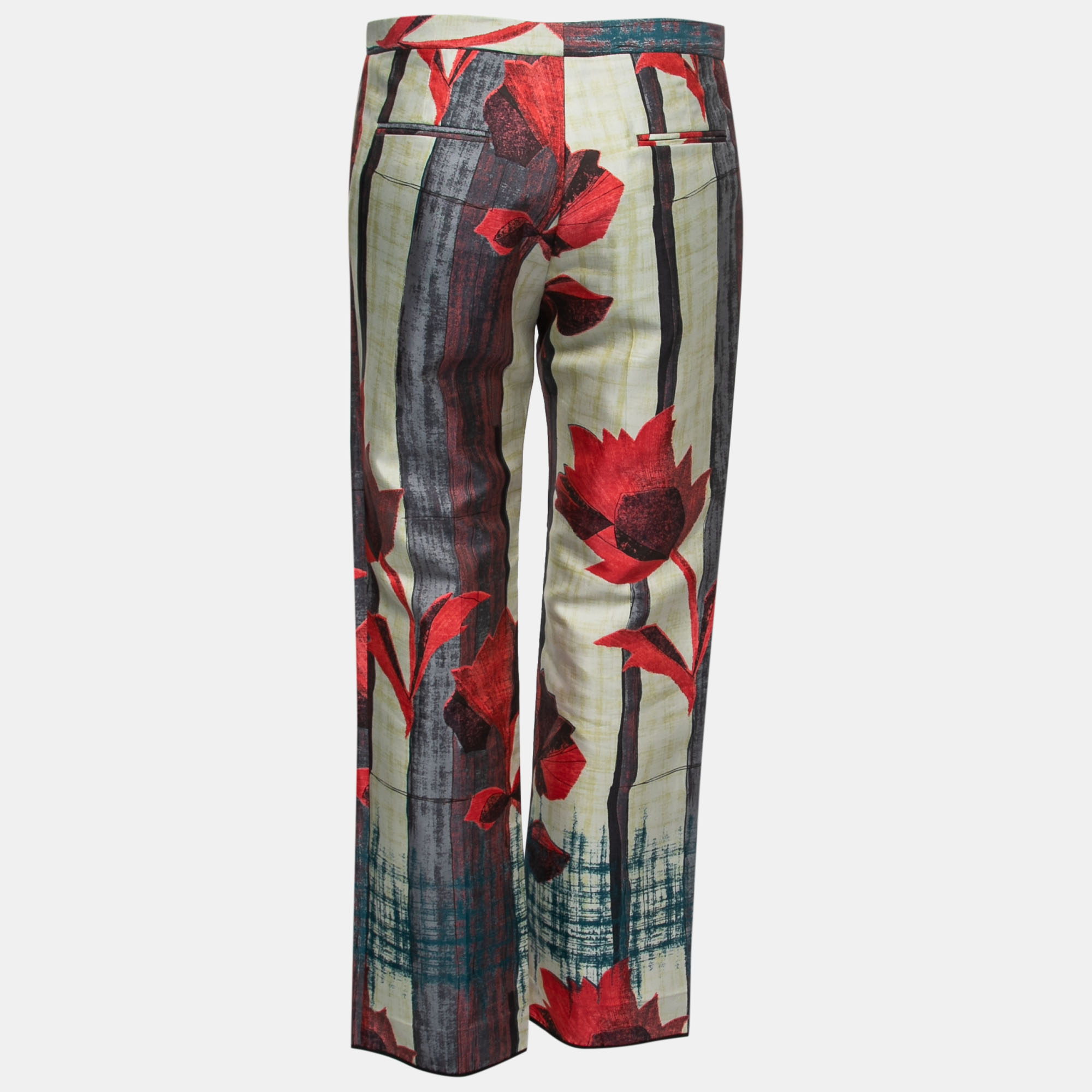 

Marni Multicolor Floral Printed Cotton Straight-Leg Trousers