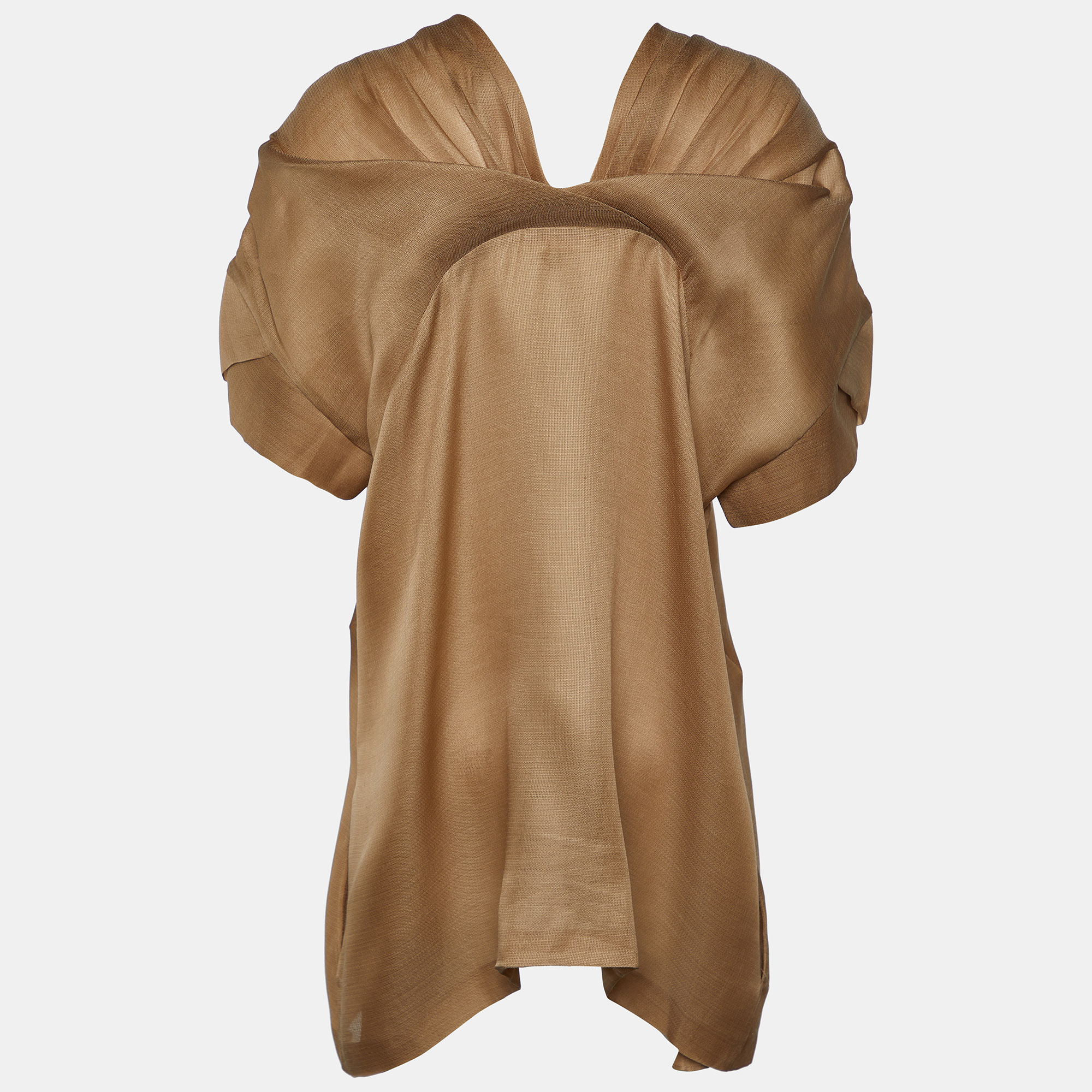 

Marni Brown Silk & Wool Pleated Shoulder Tunic