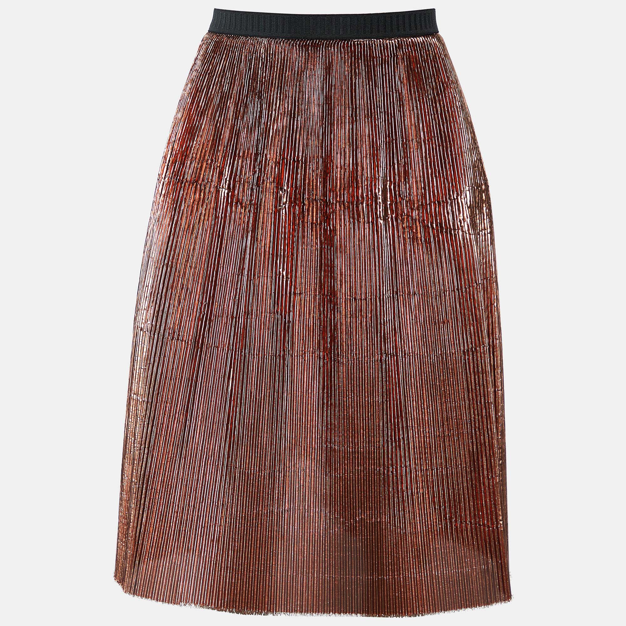 Pre-owned Marni Brown Metallic Pleated Skirt S