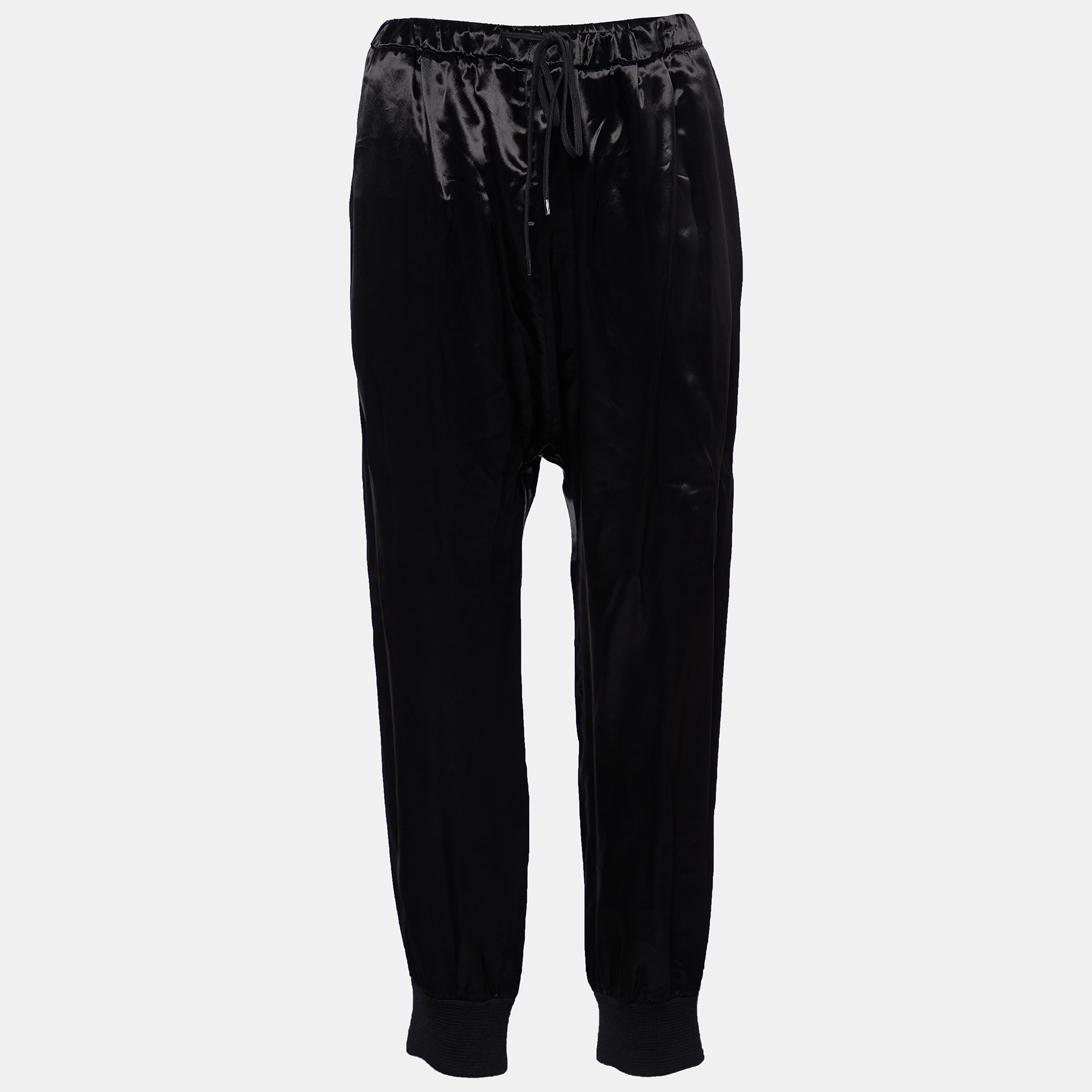 Pre-owned Marni Black Sateen Zip Hem Detail Jogger Pants M