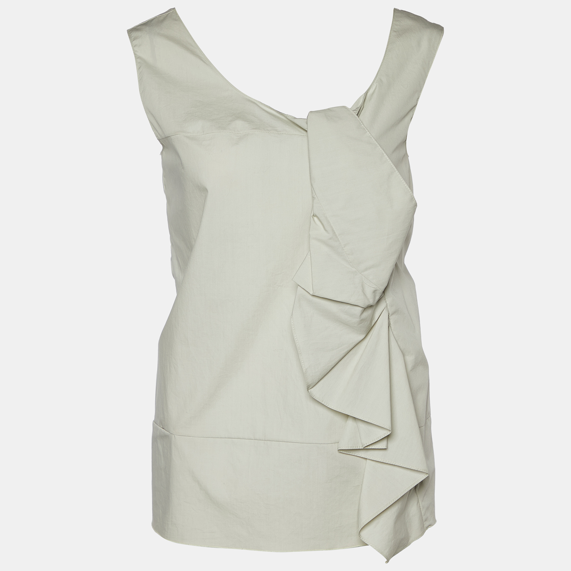 Pre-owned Marni Grey Cotton Knot Detail Sleeveless Top S In Green