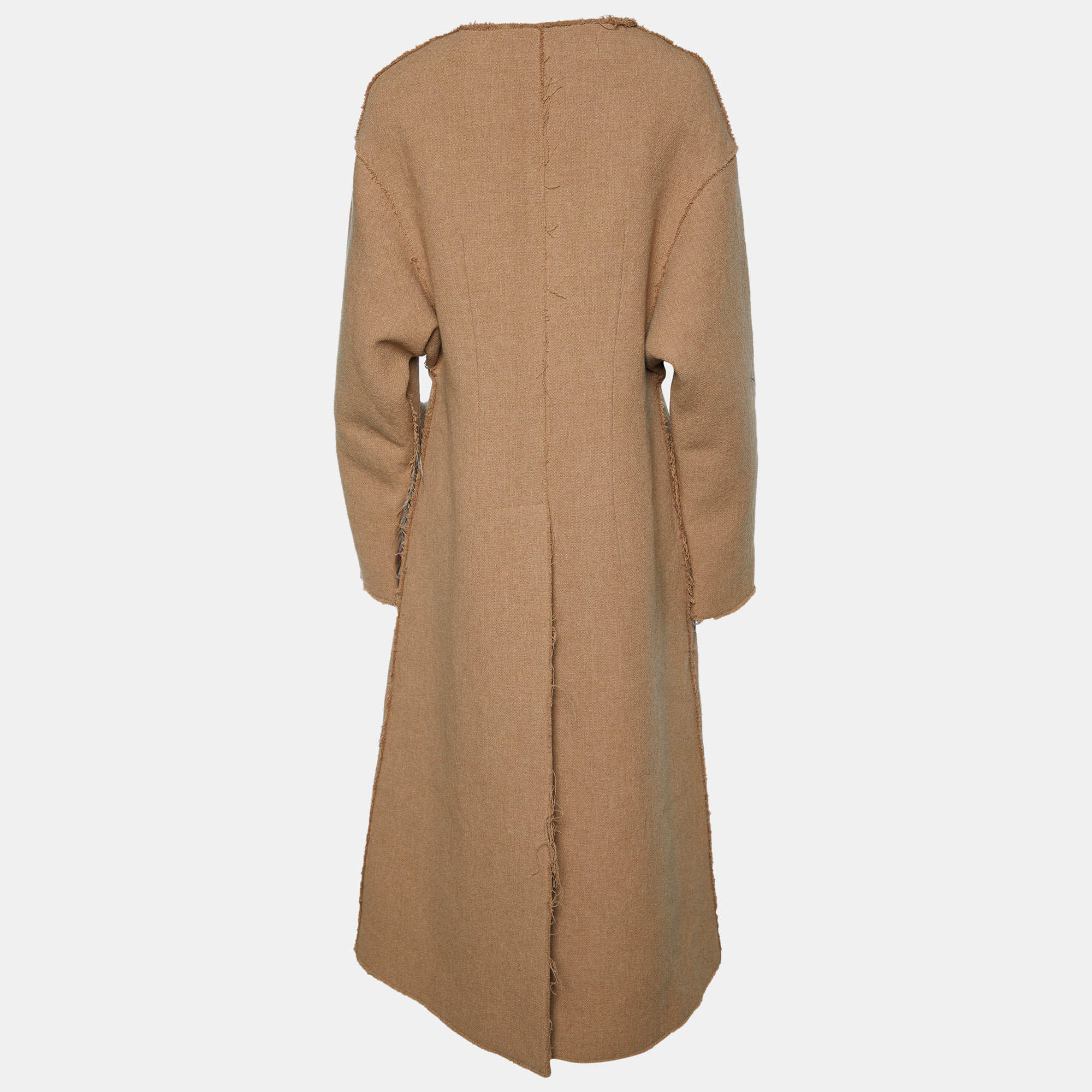 

Marni Beige Wool & Fox Fur Pocket Detail Long Coat