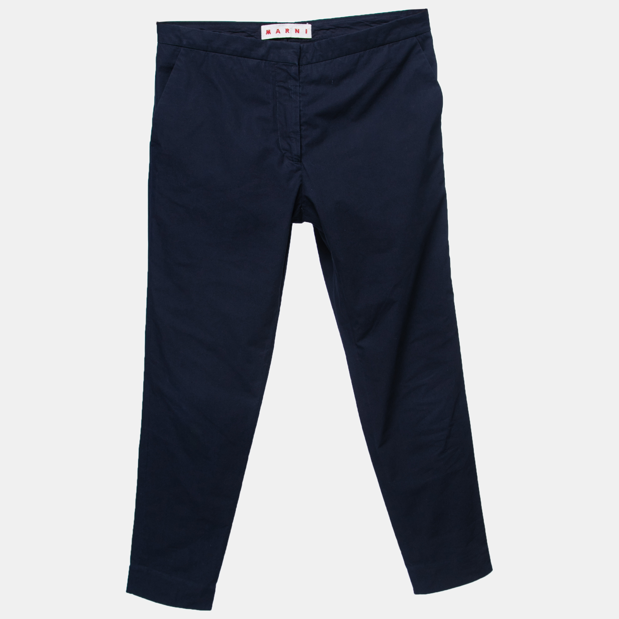Pre-owned Marni Navy Blue Cotton Trousers M
