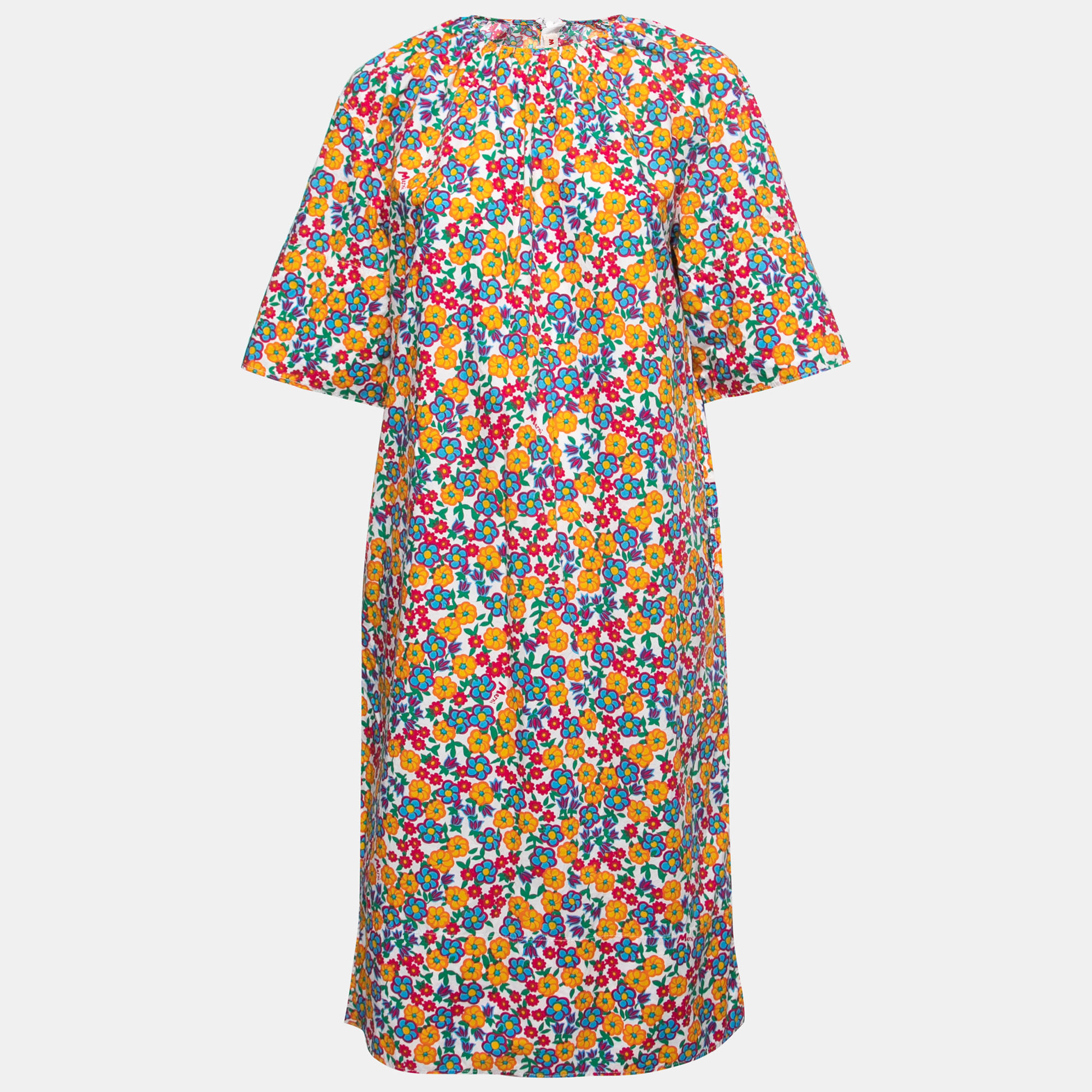 Pre-owned Marni Multicolor Floral Printed Cotton Dress M