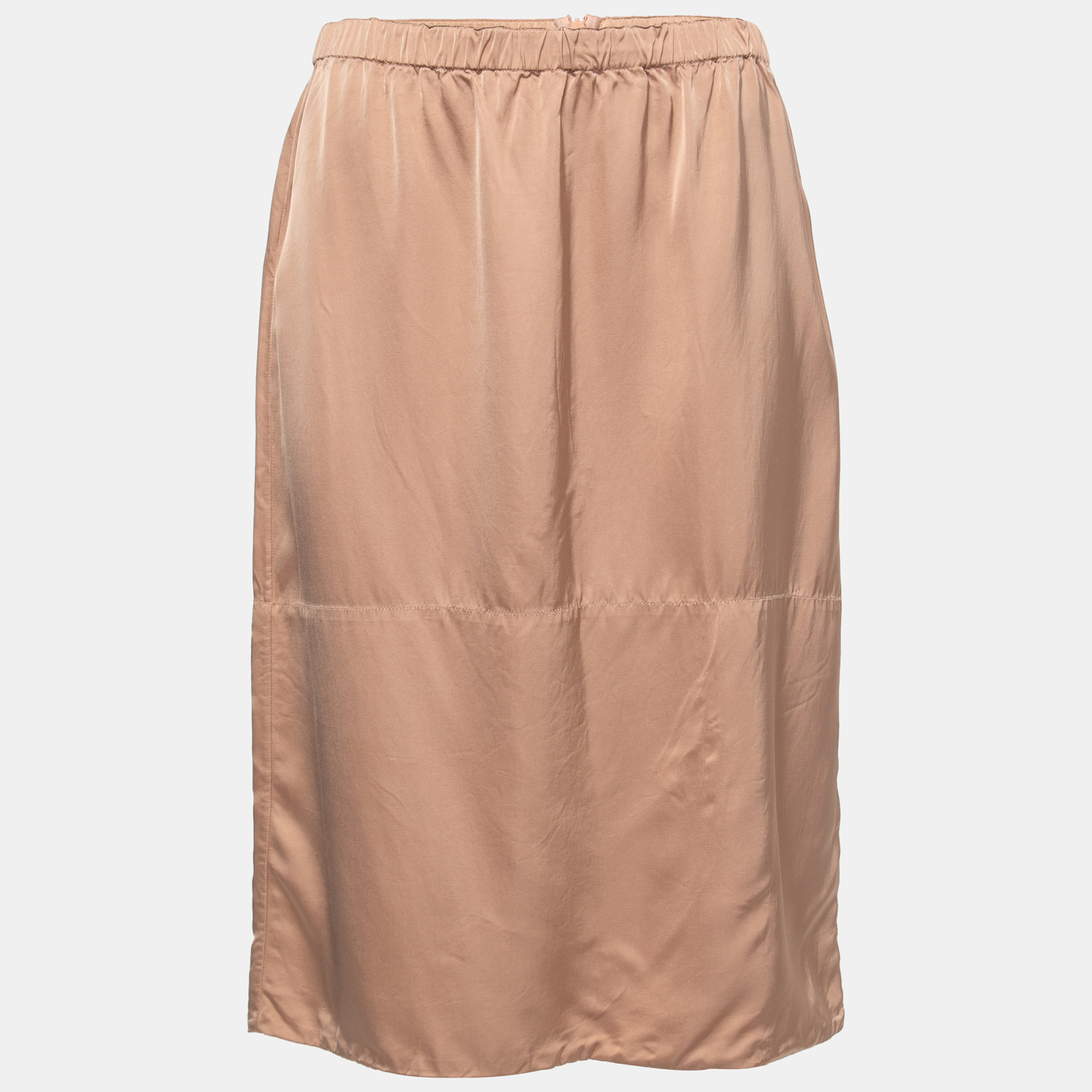 Pre-owned Marni Beige Satin Midi Skirt M