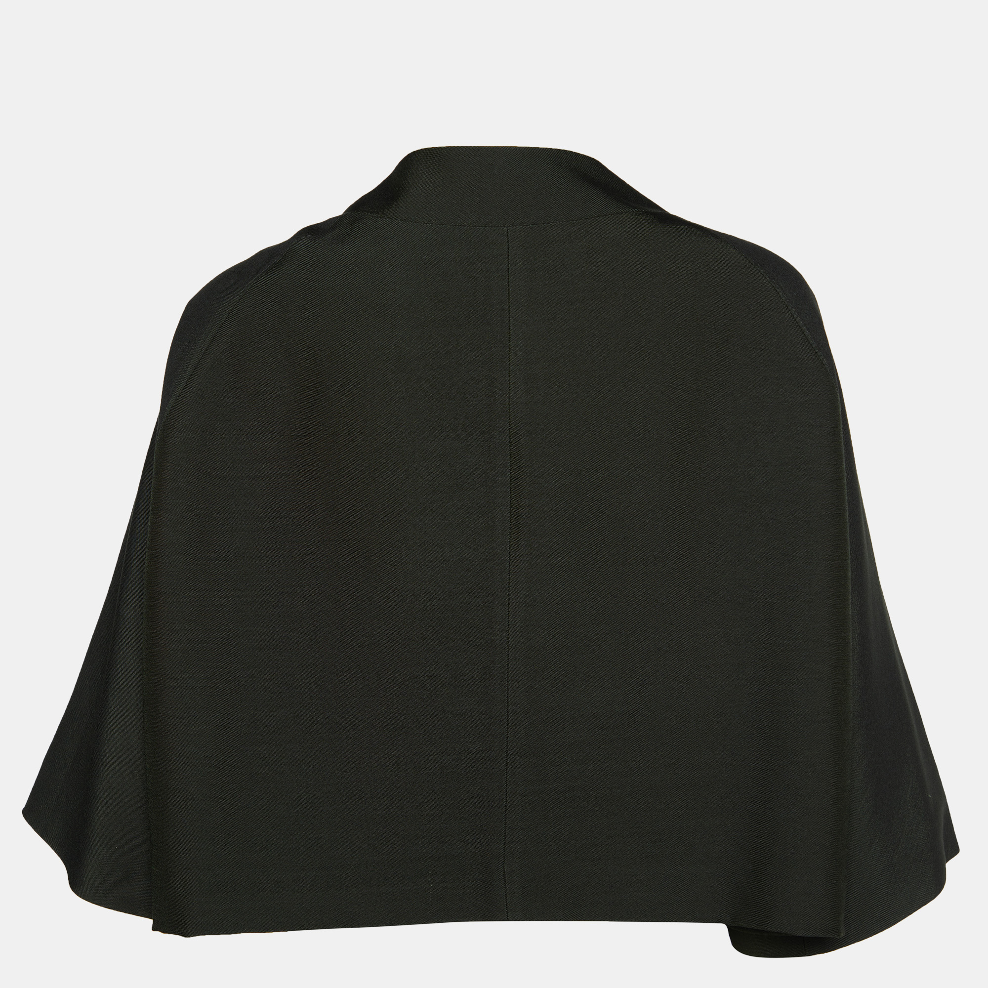 

Marni Dark Green Wool & Silk Embellished Neck Open Front Cropped Jacket