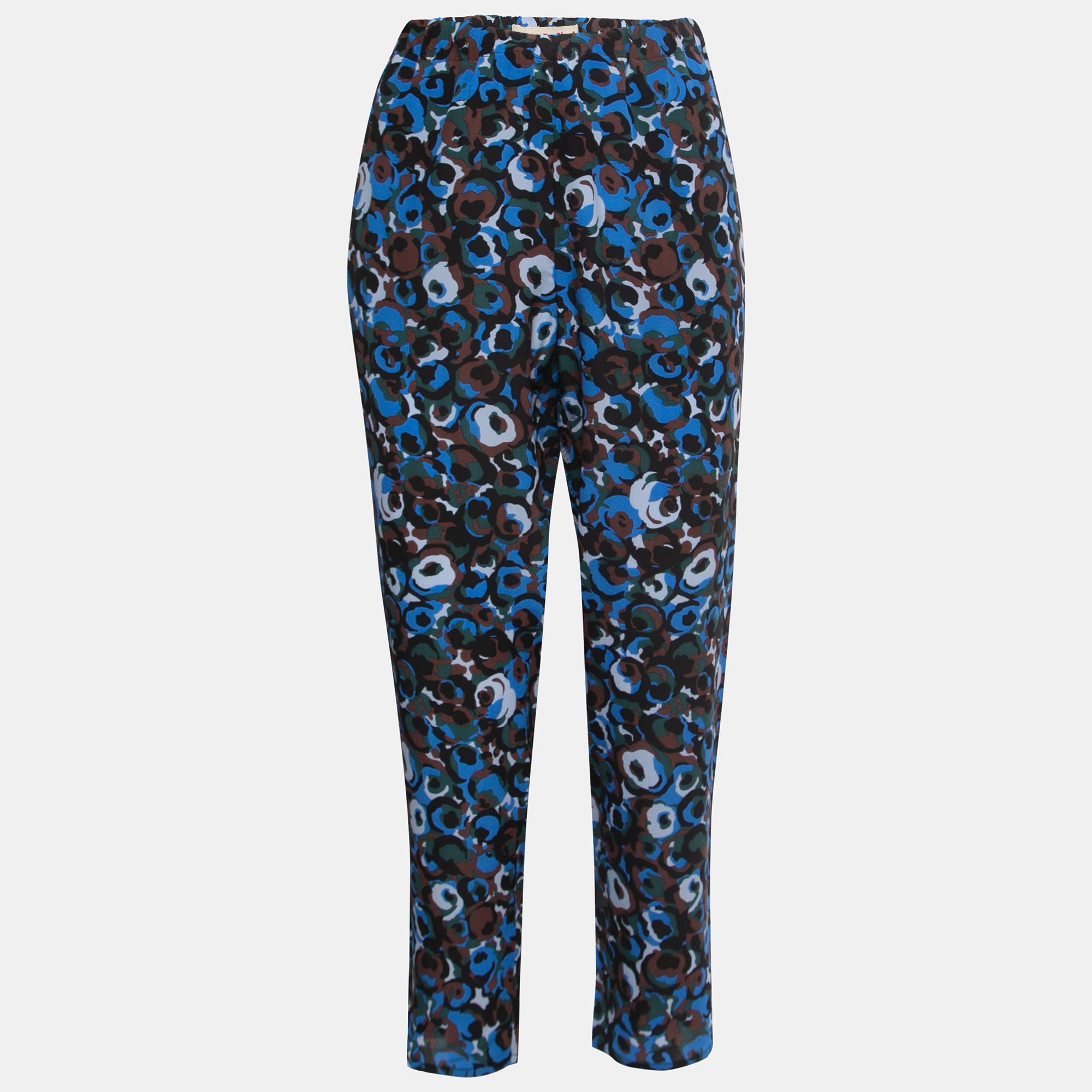 

Marni Multicolor Abstract Print Silk Drawstring Trousers M