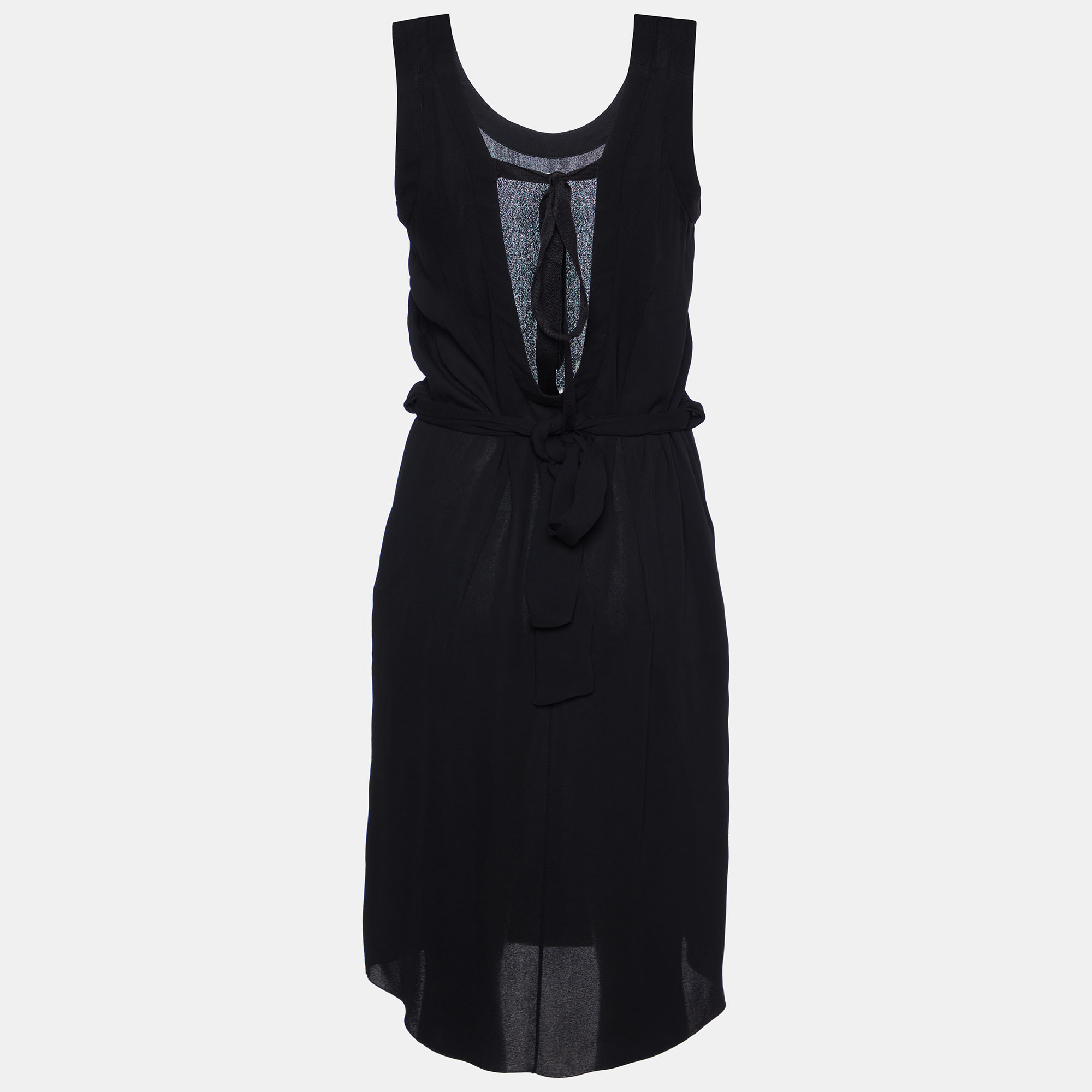 

Marni Black Twill Belted Waist Sleeveless Midi Dress