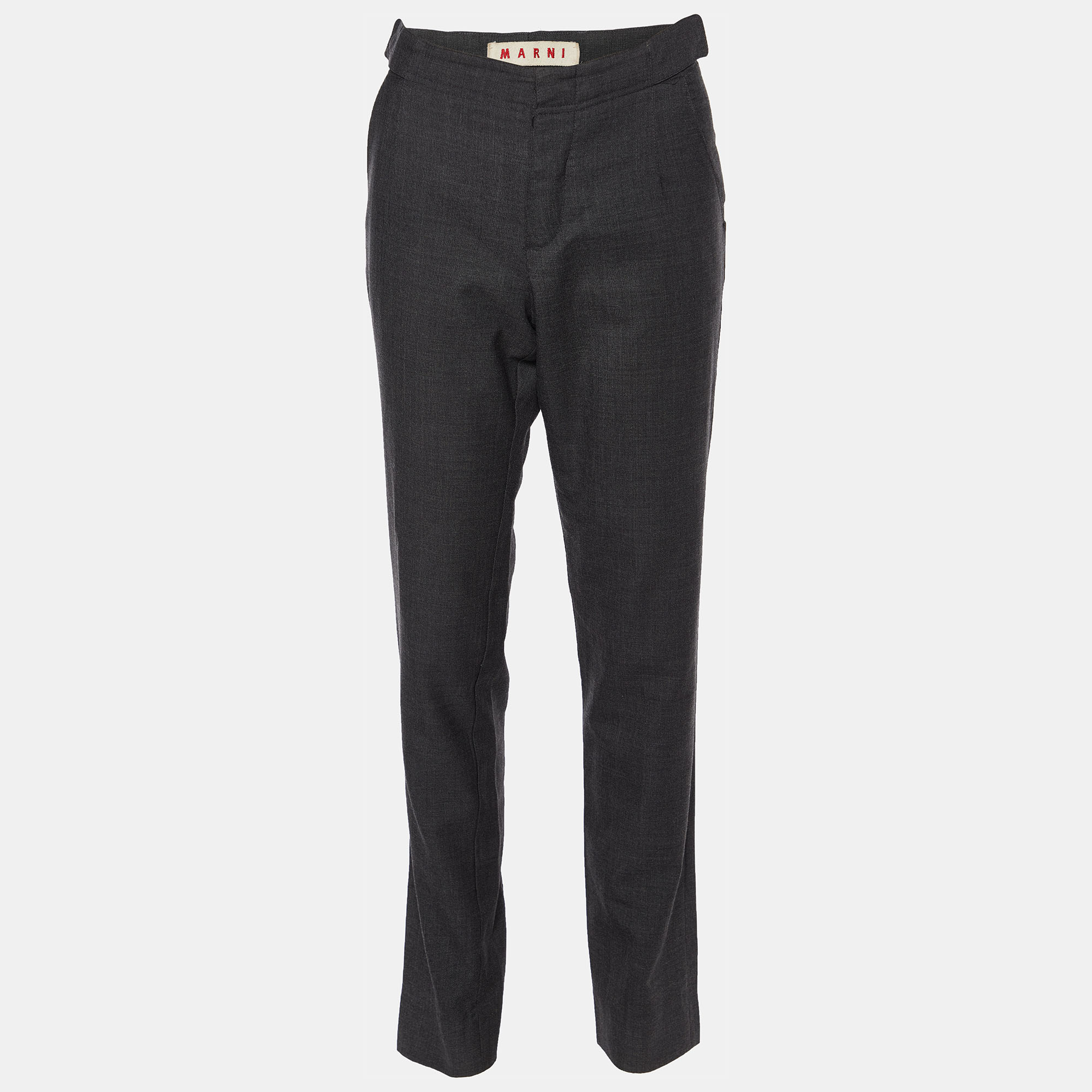 Pre-owned Marni Charcoal Grey Wool Tapered Leg Pants S
