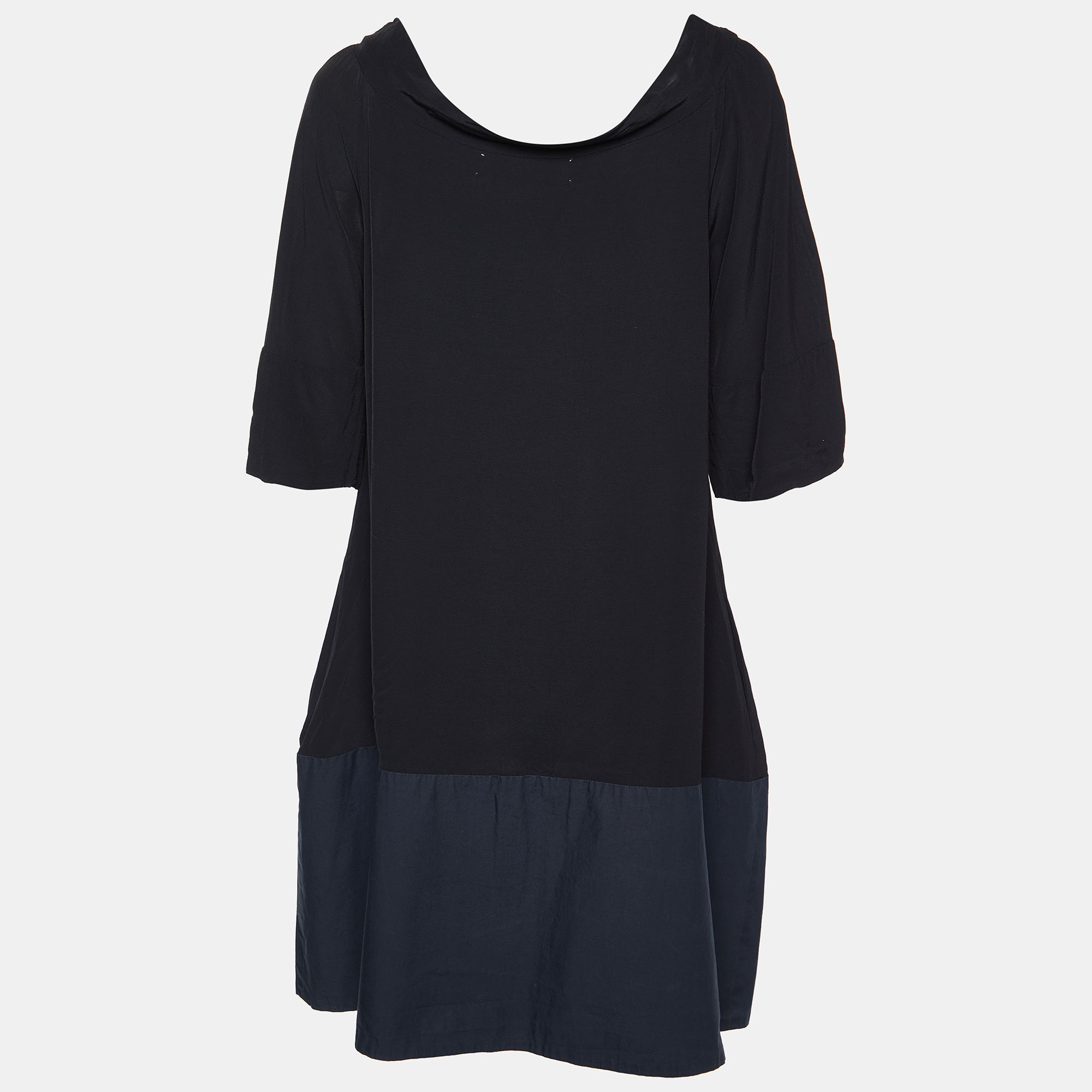 

Marni Black Georgette & Cotton Shift Dress