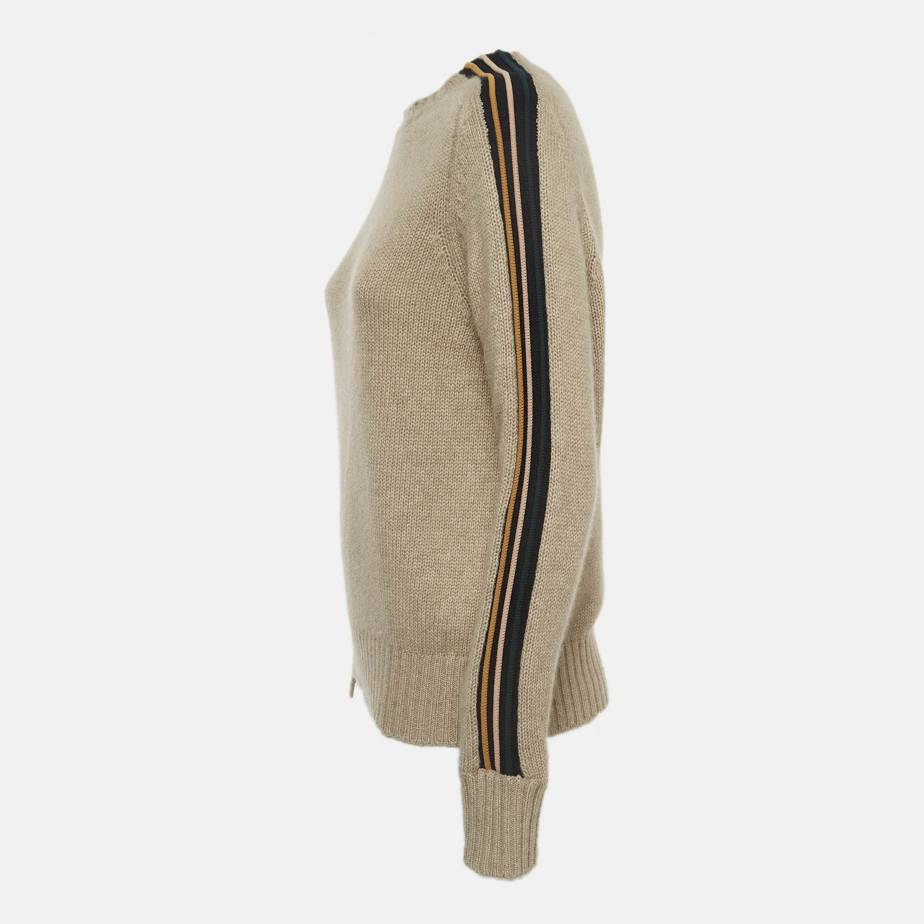 

Marni Beige Cashmere Striped Sleeve Detail Sweater