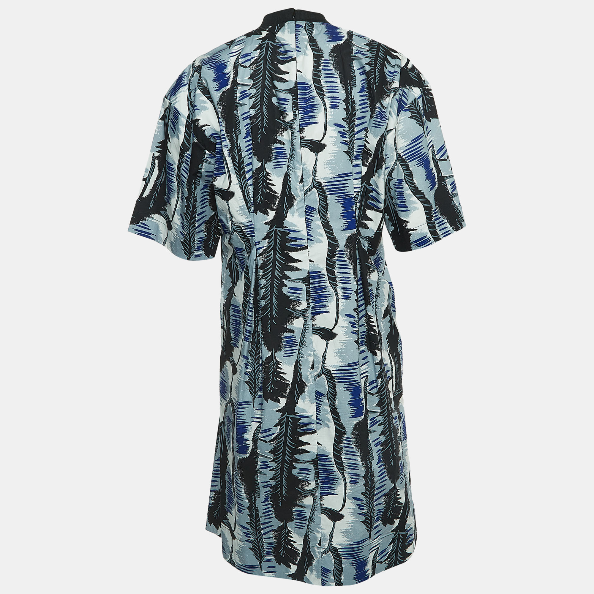 

Marni Blue/Black Printed Cotton Midi Dress, Navy blue