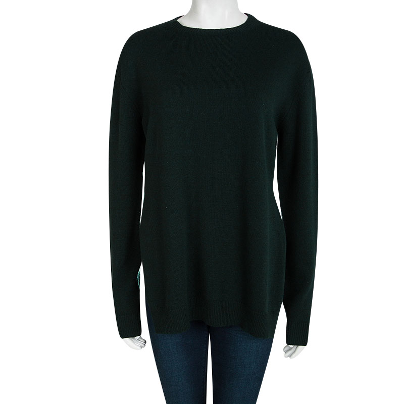 

Marni Green Wool Long Sleeve High Low Sweater