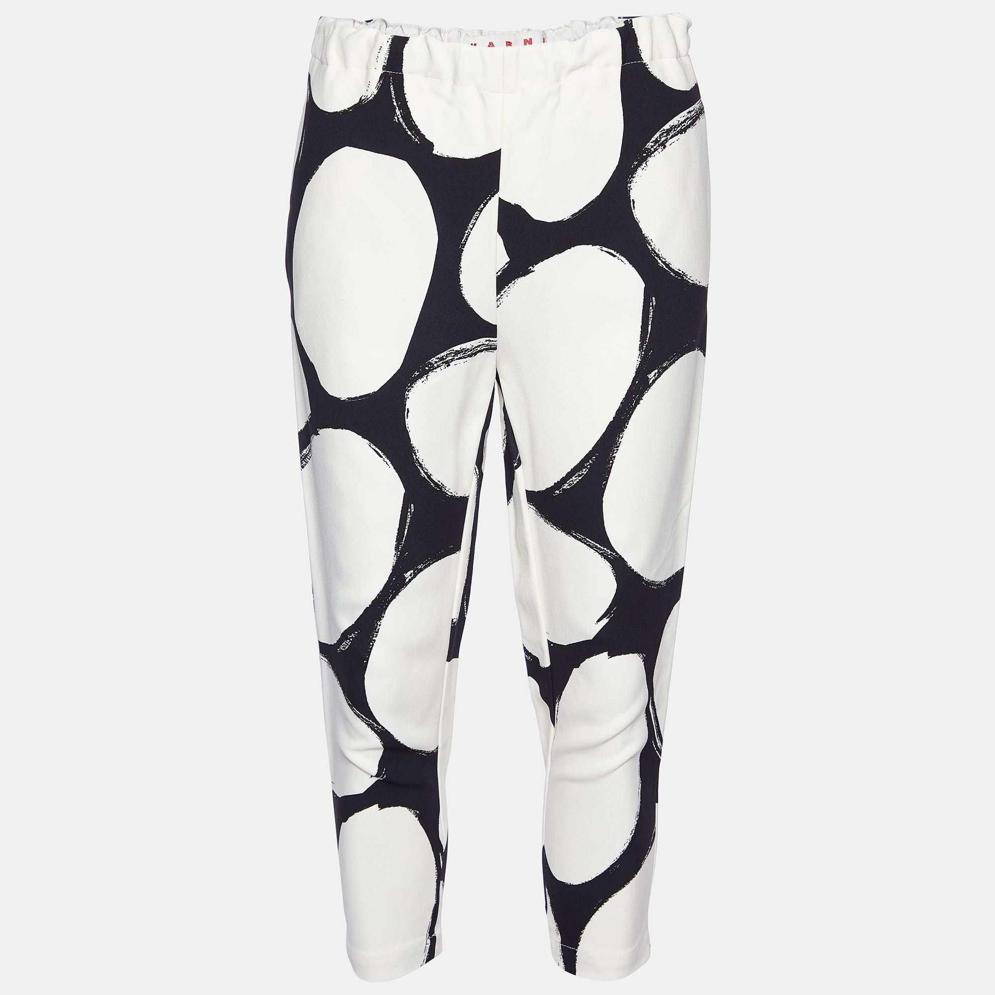 

Marni Black/White Pebbles Print Crepe Cady Trousers