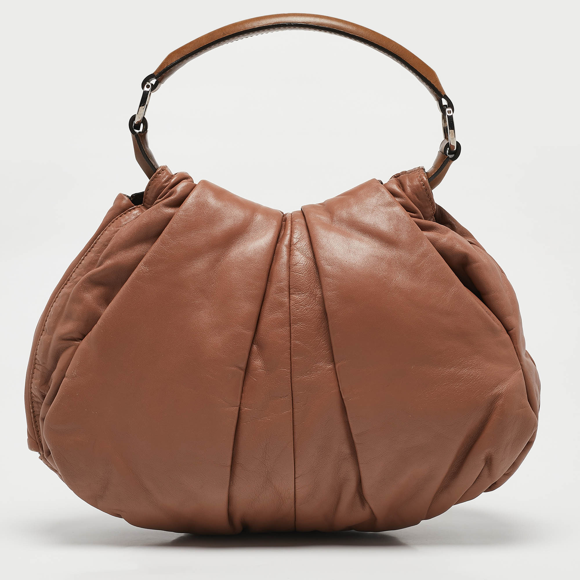 

Marni Beige Ruched Leather Side Zip Hobo