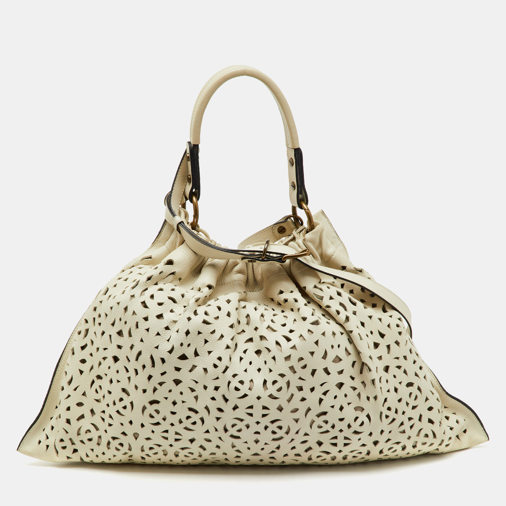 

Marni Off White Leather Cutout Oversized Shoulder Bag