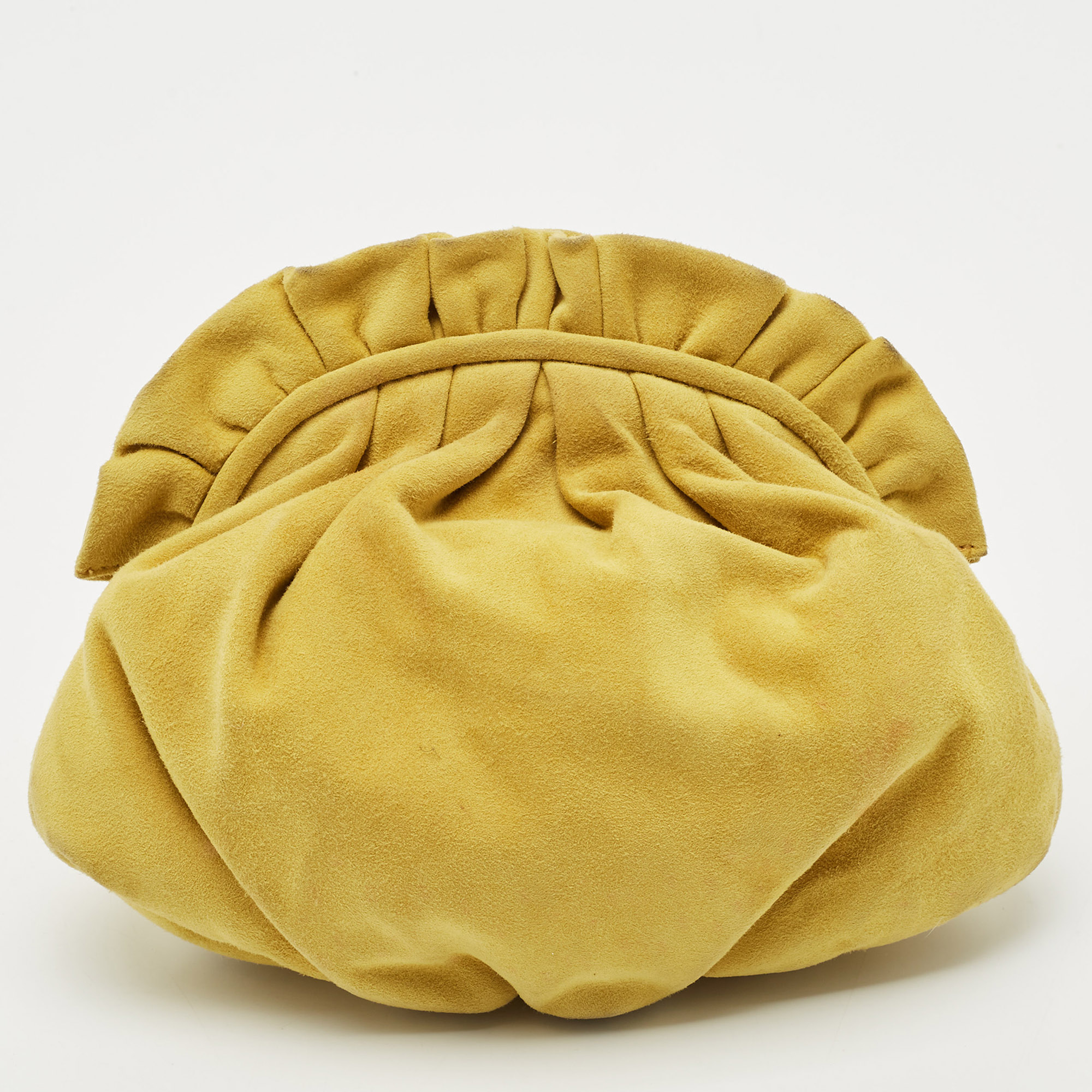 

Marni Yellow Raffled Suede Pouch