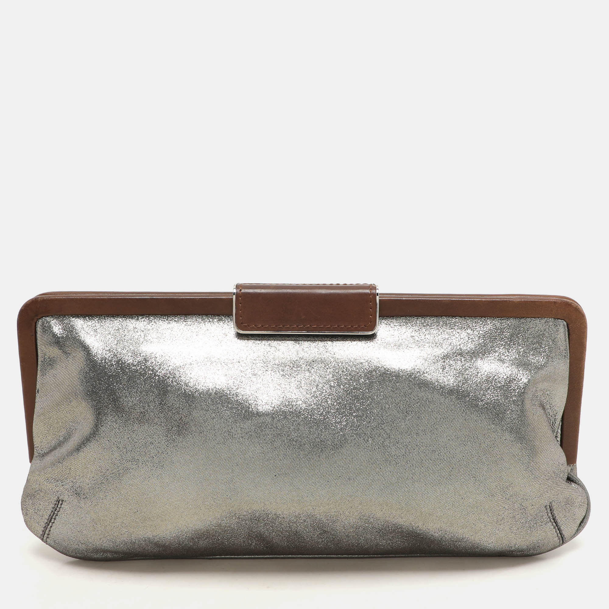 

Marni Silver/Brown Leather Frame Clutch