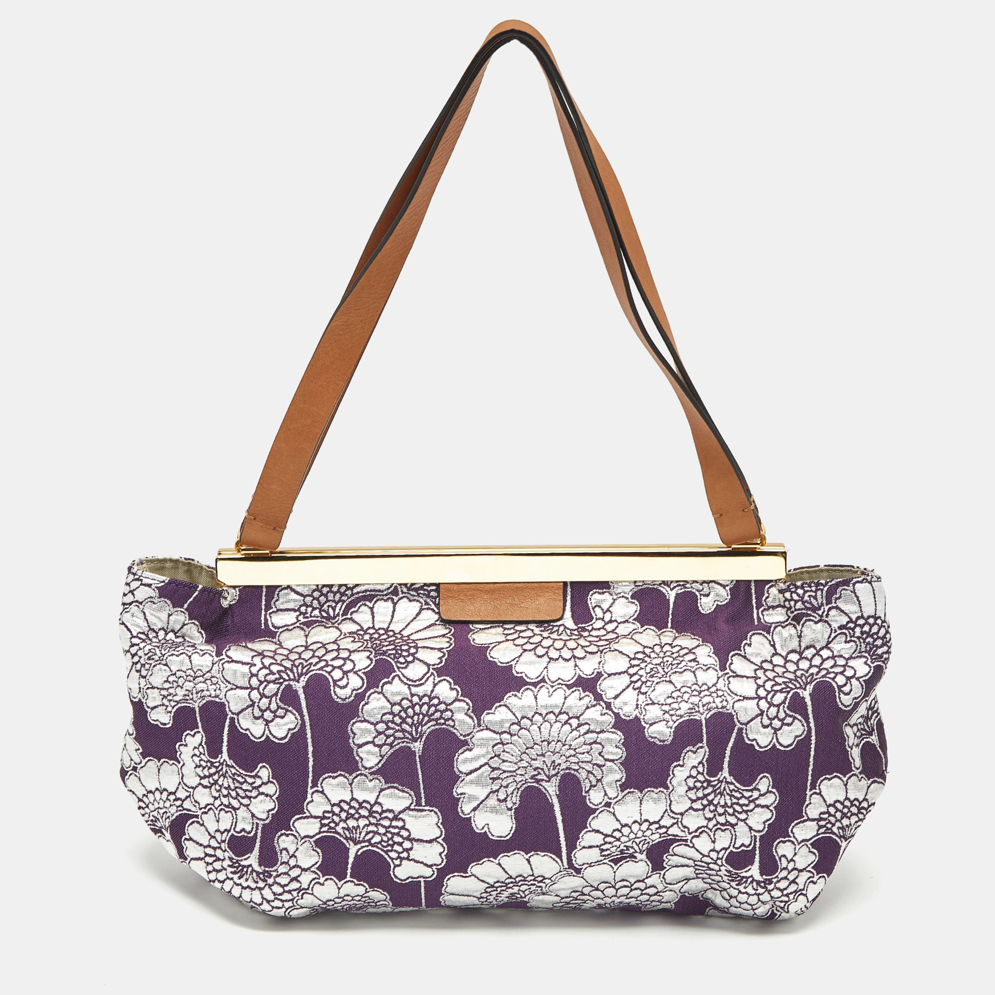 

Marni Purple/Silver Fabric Embroidered Frame Shoulder Bag