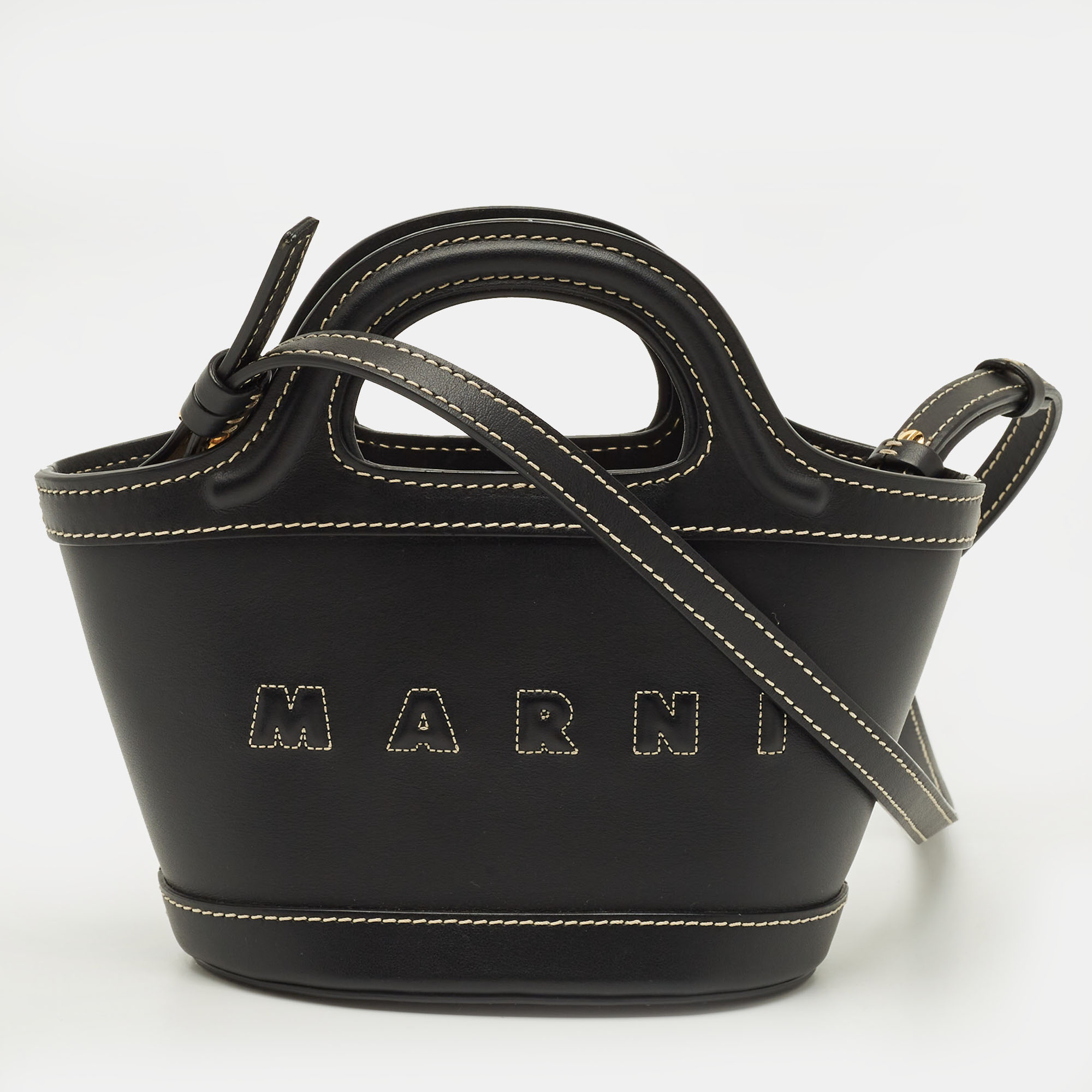 

Marni Tropicalia Micro Black Leather Tote