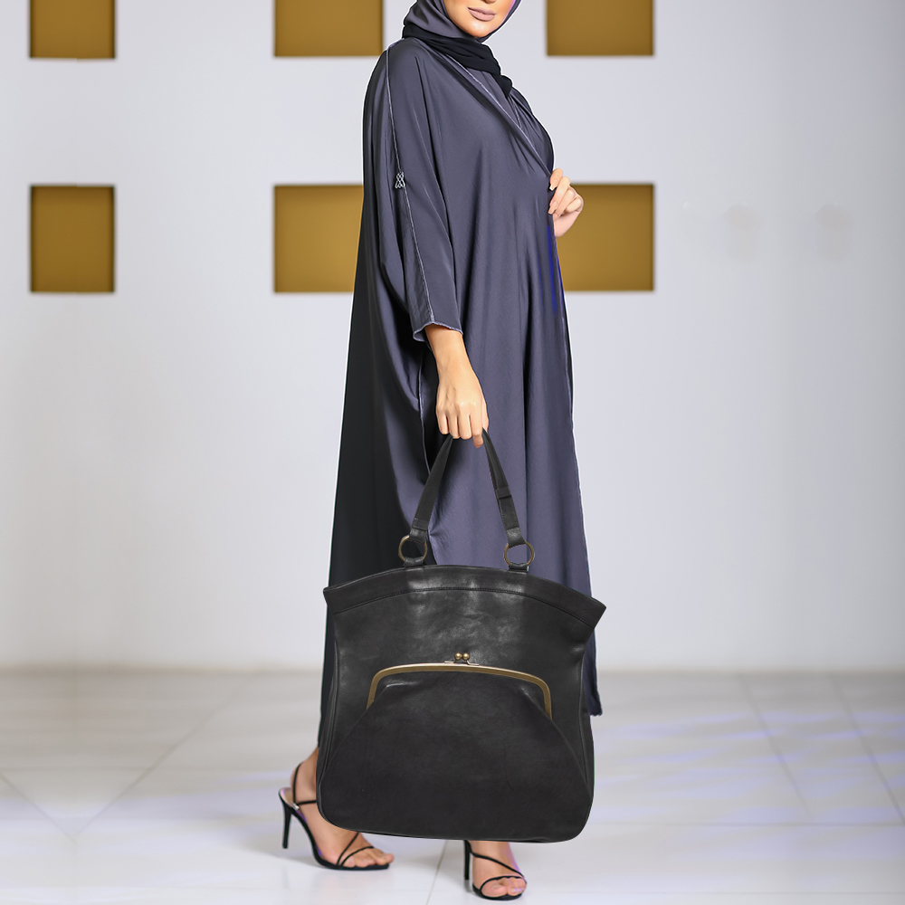 

Marni Dark Blue Leather Kisslock Satchel