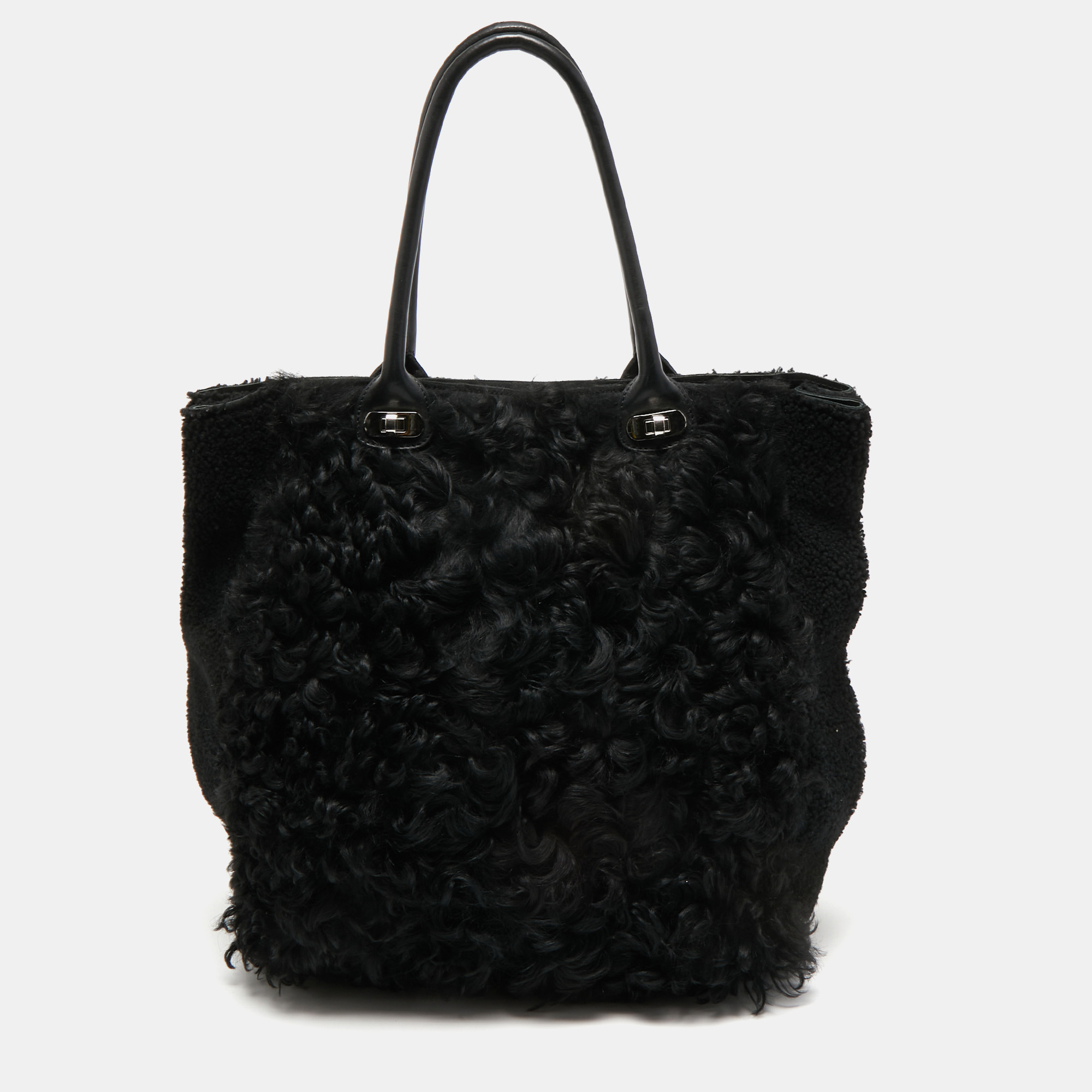 Pre-owned Marni Black Shearling Fur Tote