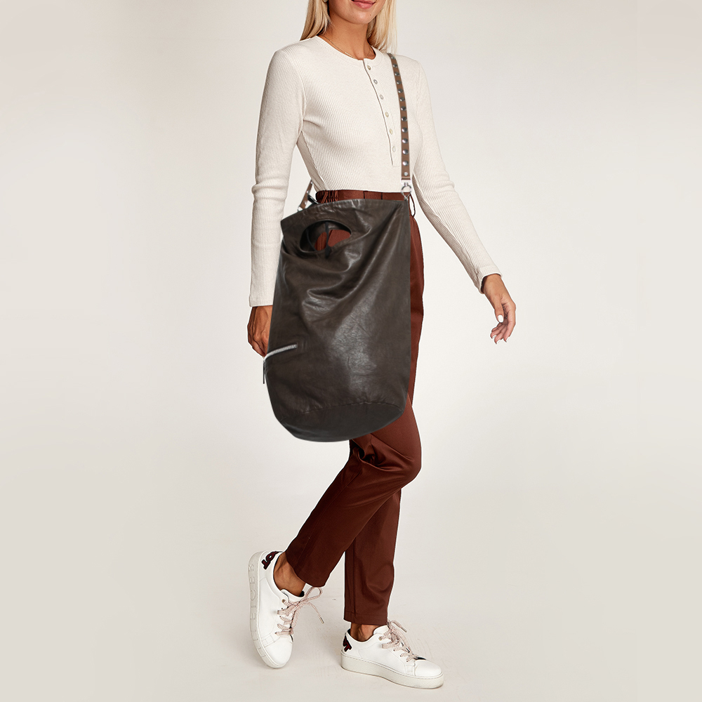 

Marni Brown Leather Embellished Bucket Shoulder Bag