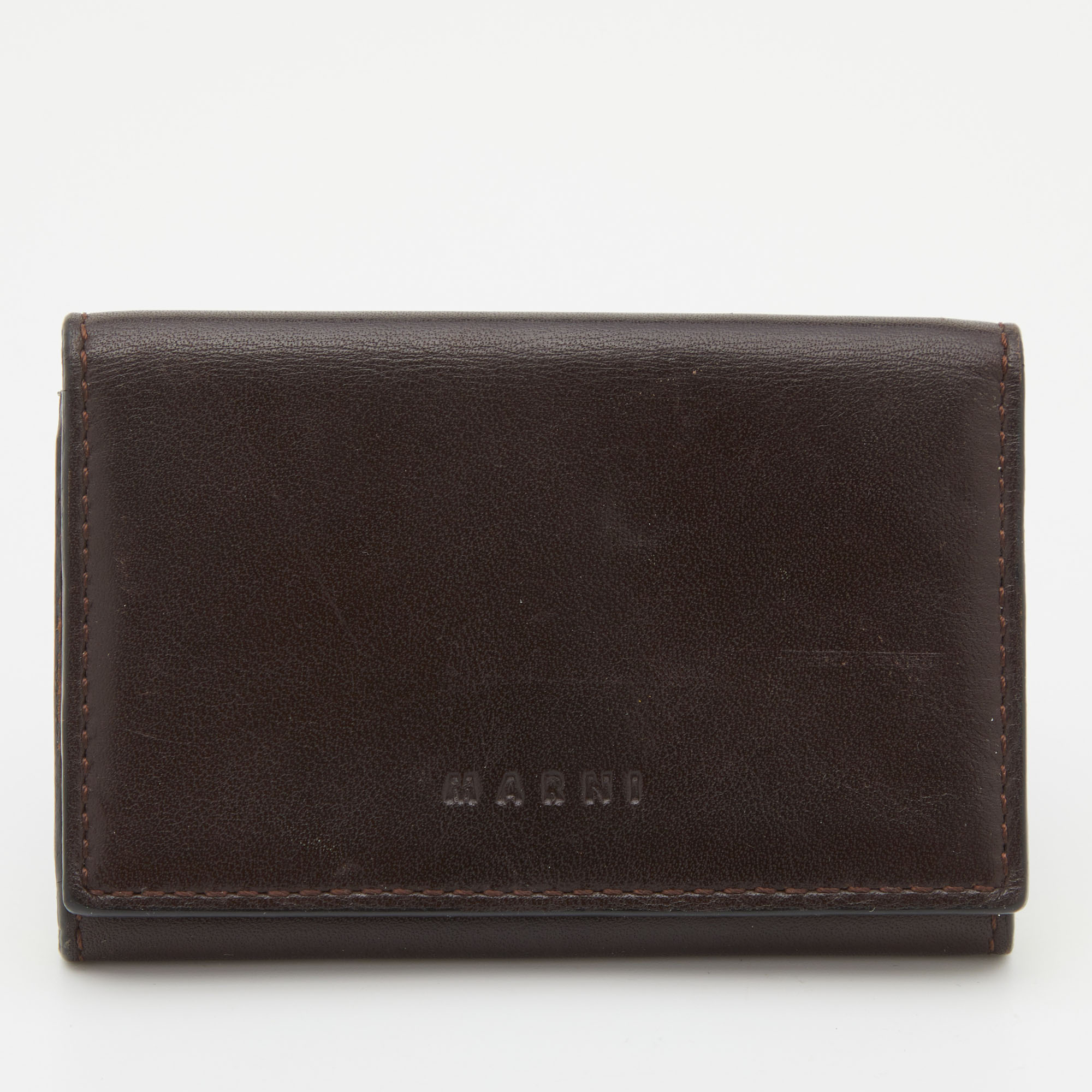 Pre-owned Marni Dark Brown Leather Card Holder