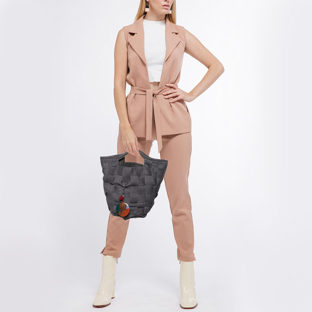 

Marni Grey Woven Canvas Bucket Bag