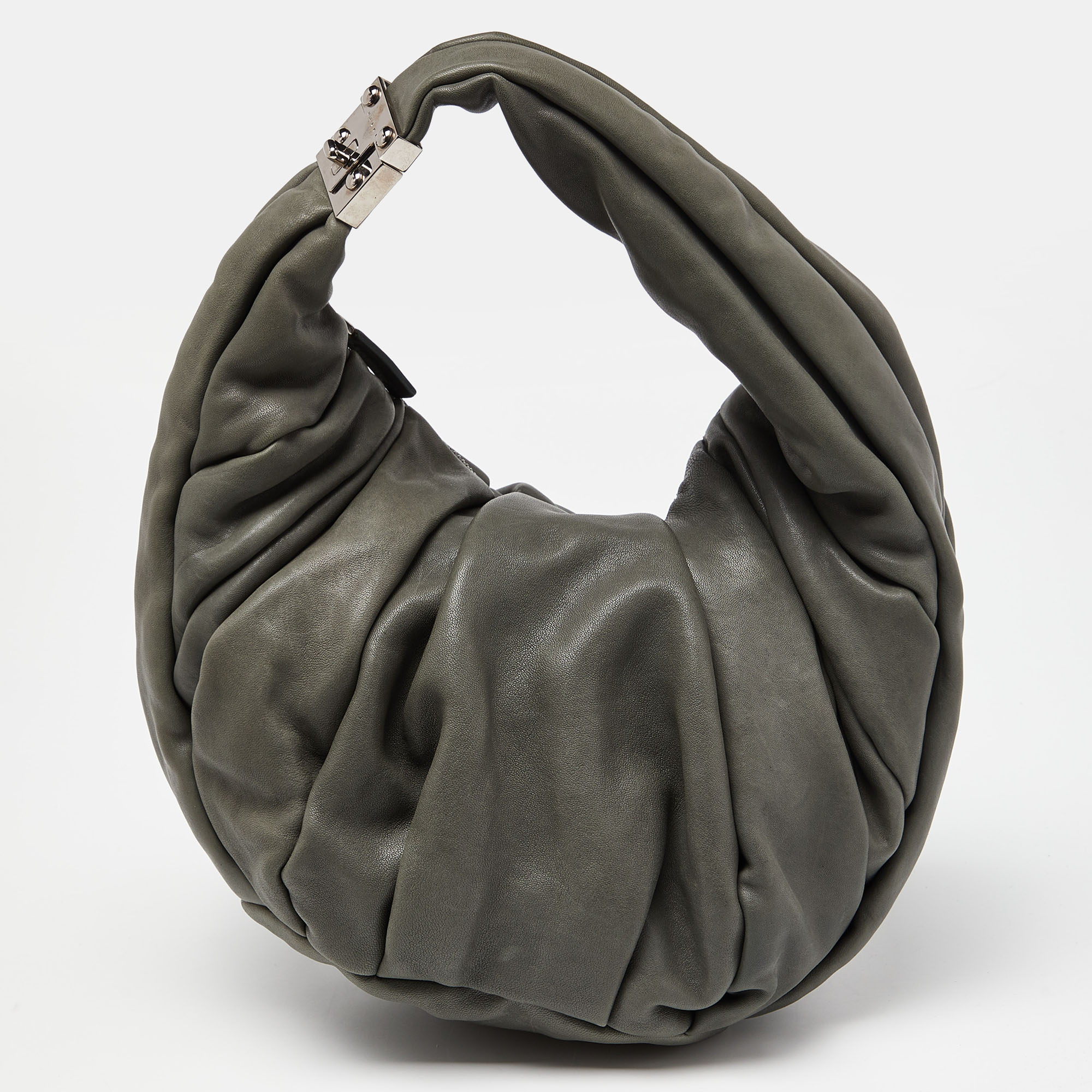 

Marni Grey Pleated Leather Hobo