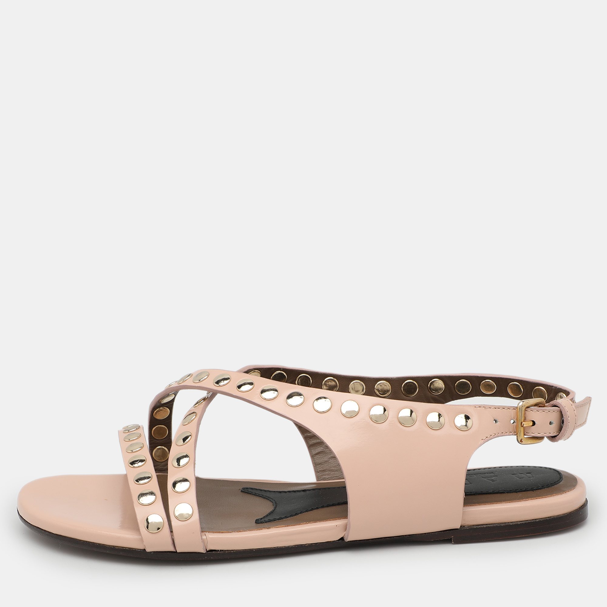 

Marni Beige Embellished Leather Slingback Sandals Size