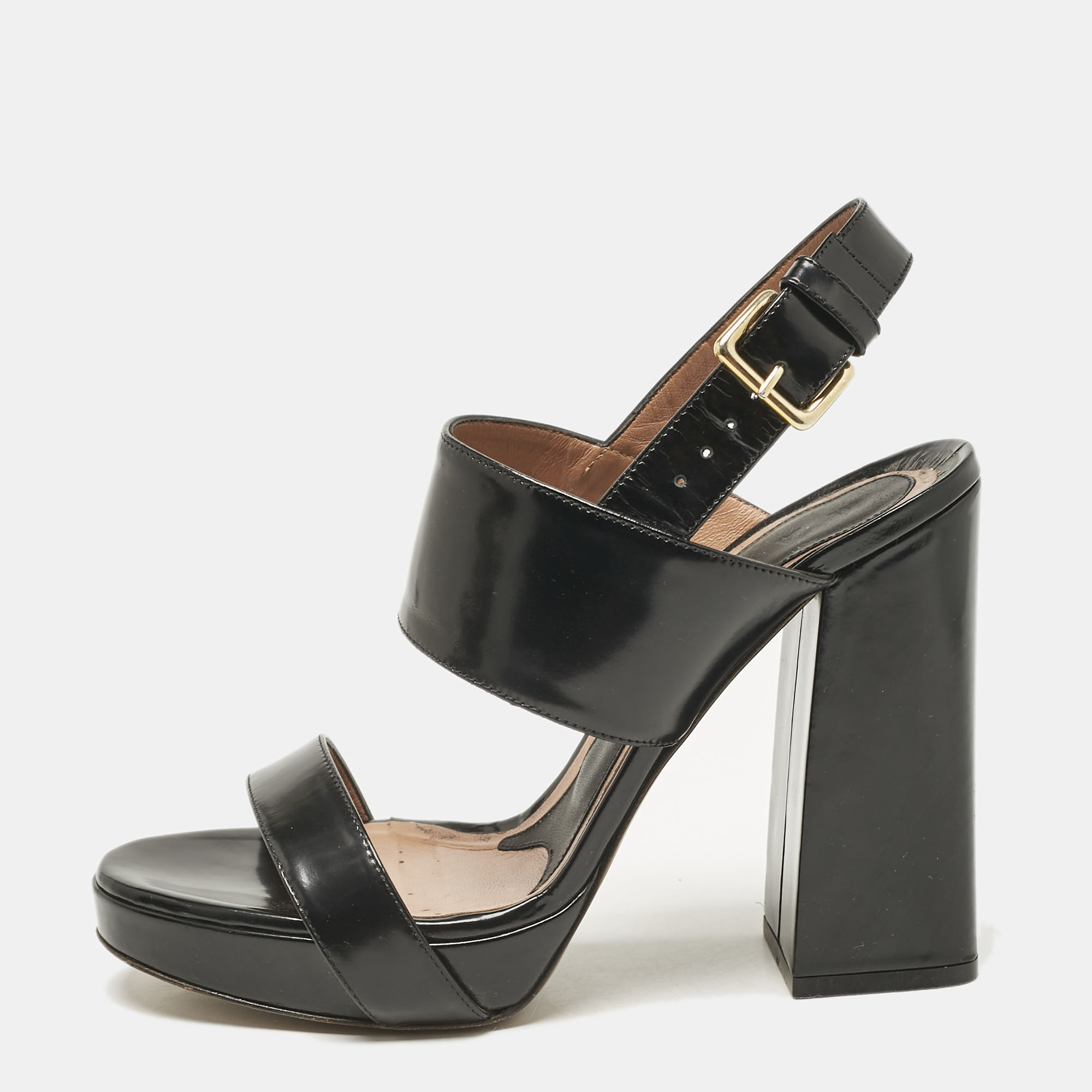 

Marni Black Brushed Leather Platform Sandals Size