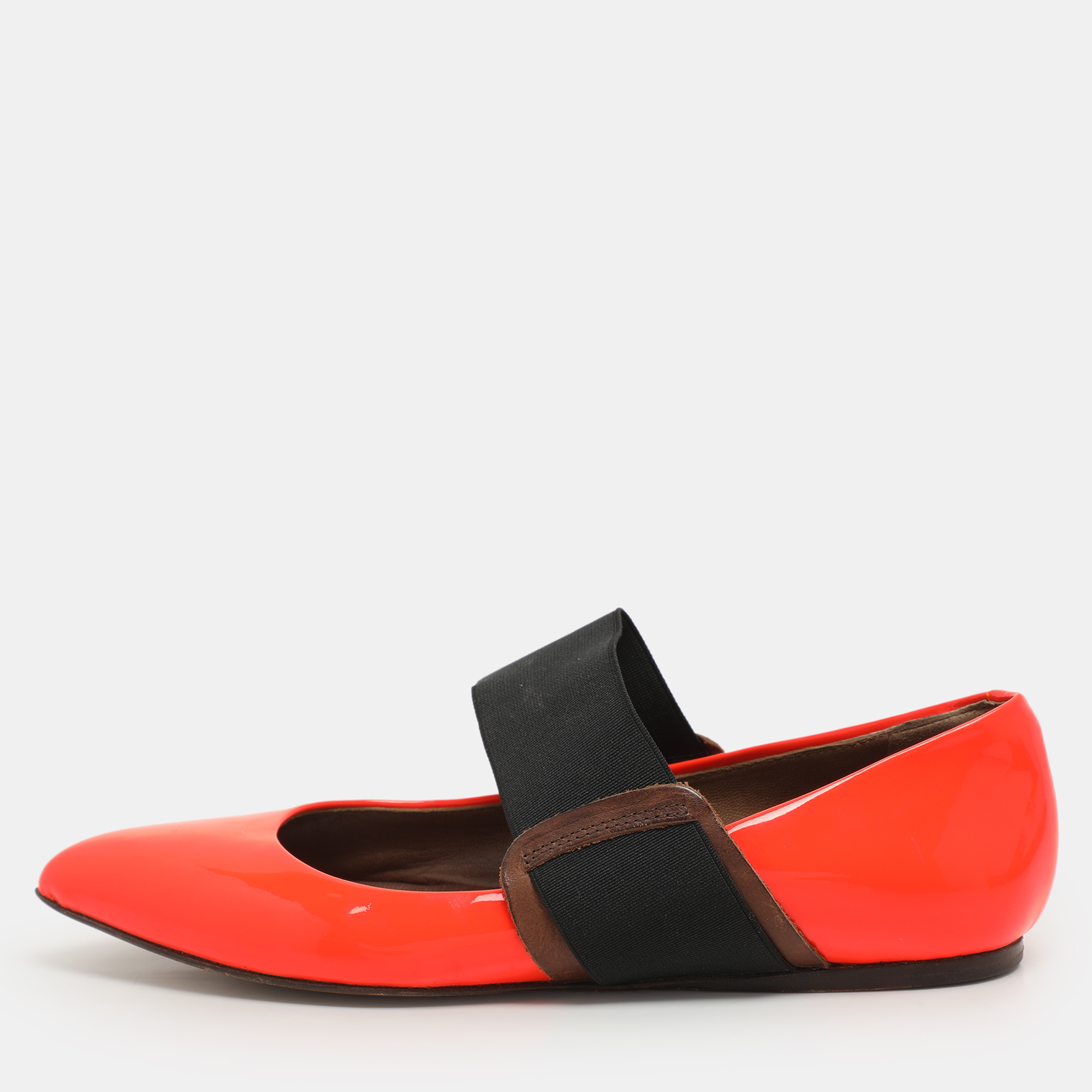 

Marni Neon Orange Patent Leather Ballet Flats Size 35
