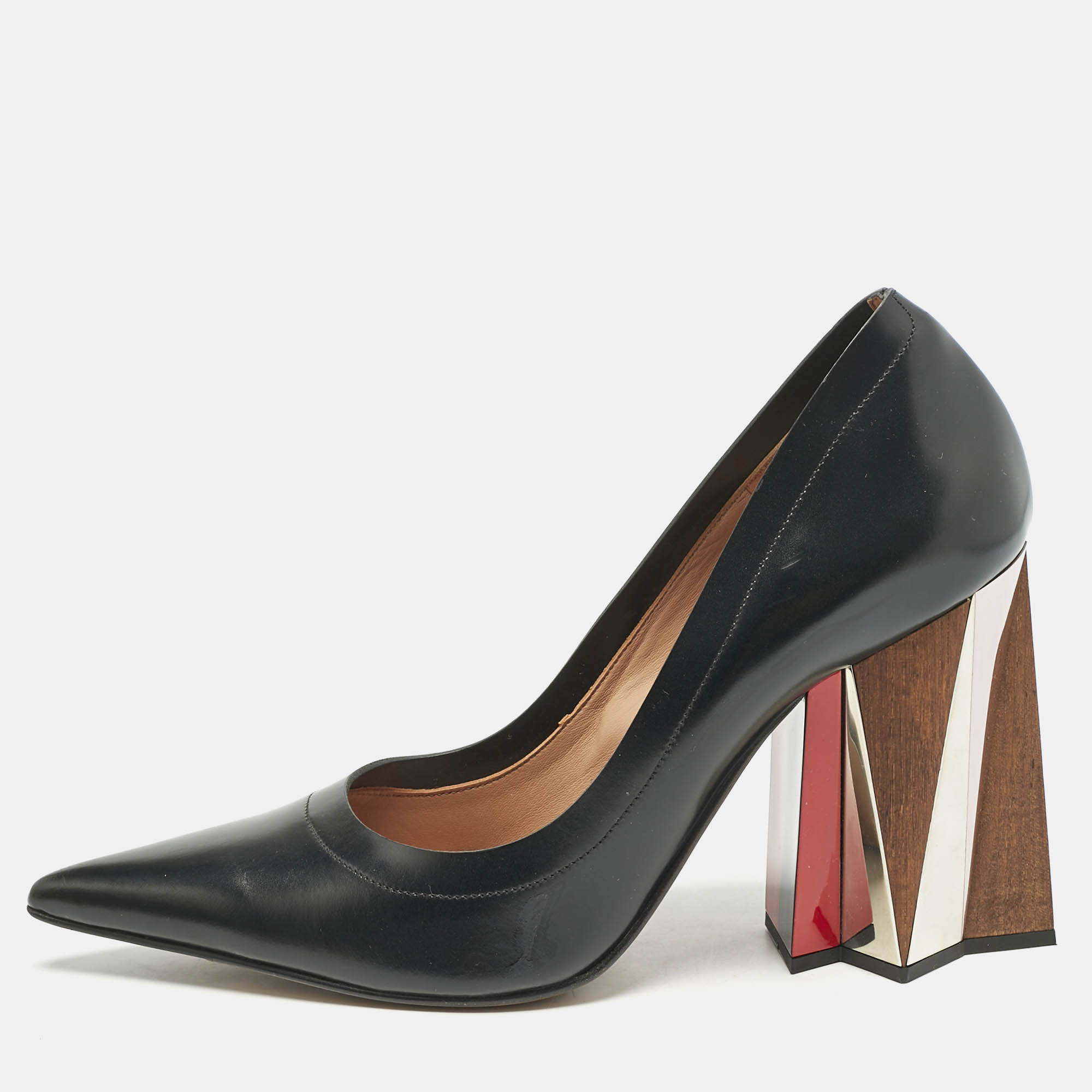 

Marni Black Leather Block Heel Pumps Size .5