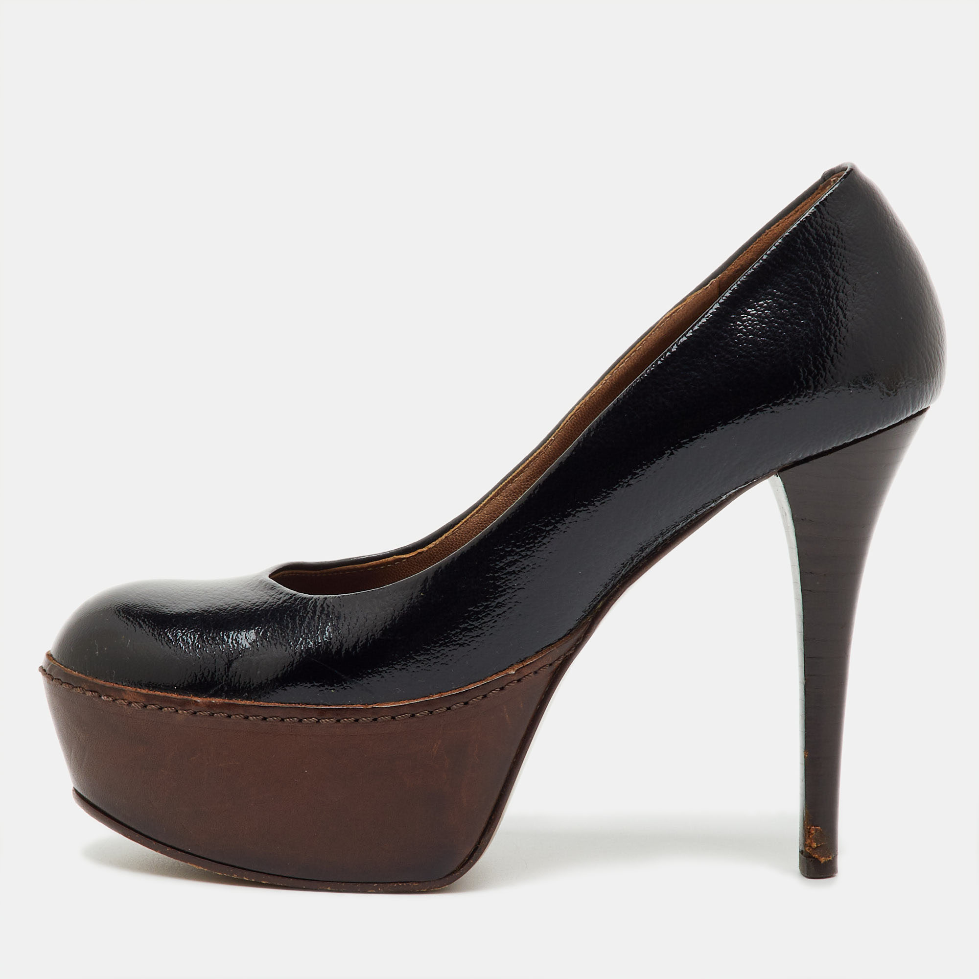 

Marni Black Patent Leather Round Toe Platform Pumps Size