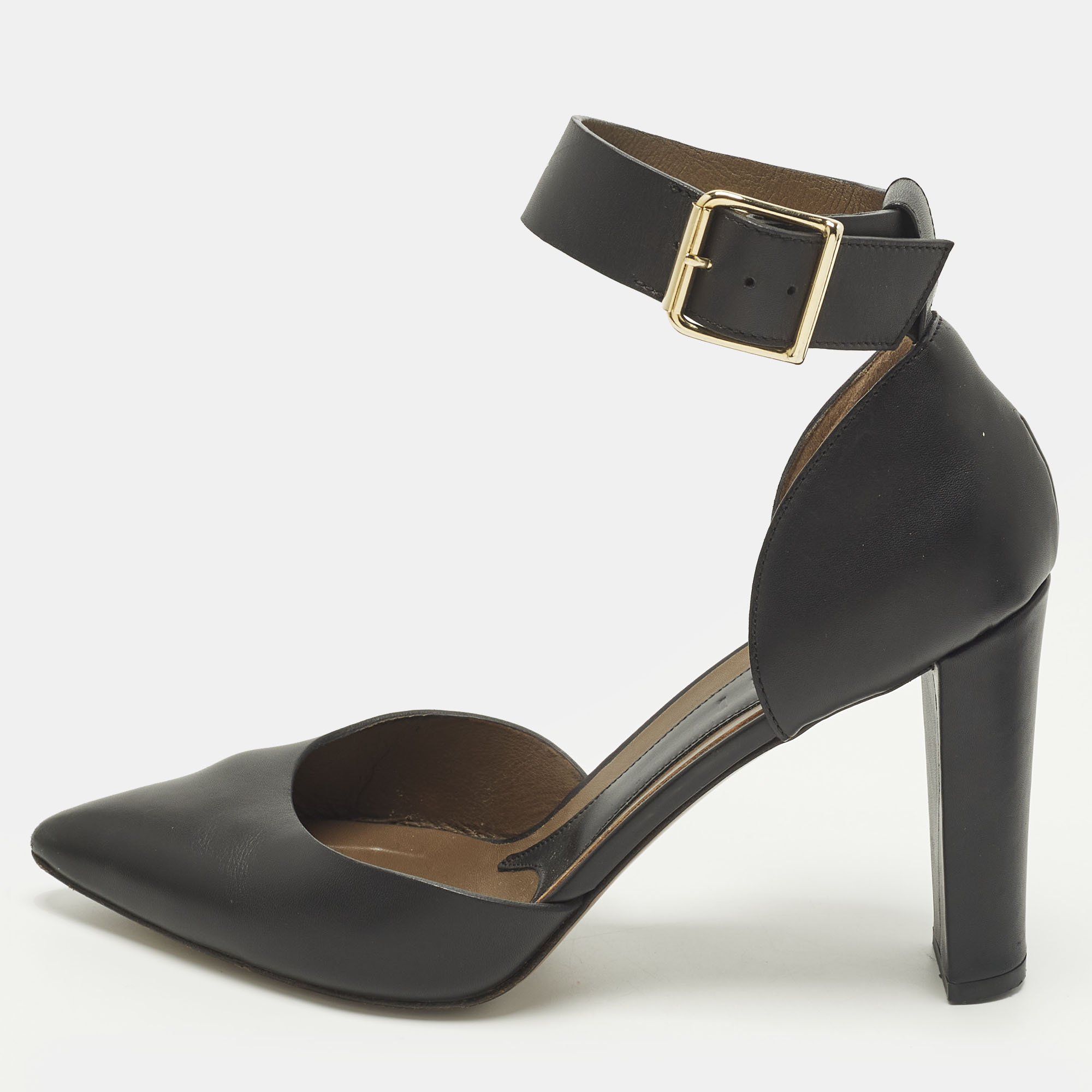 

Marni Size  Black Leather Ankle Strap Pointed Toe Pumps