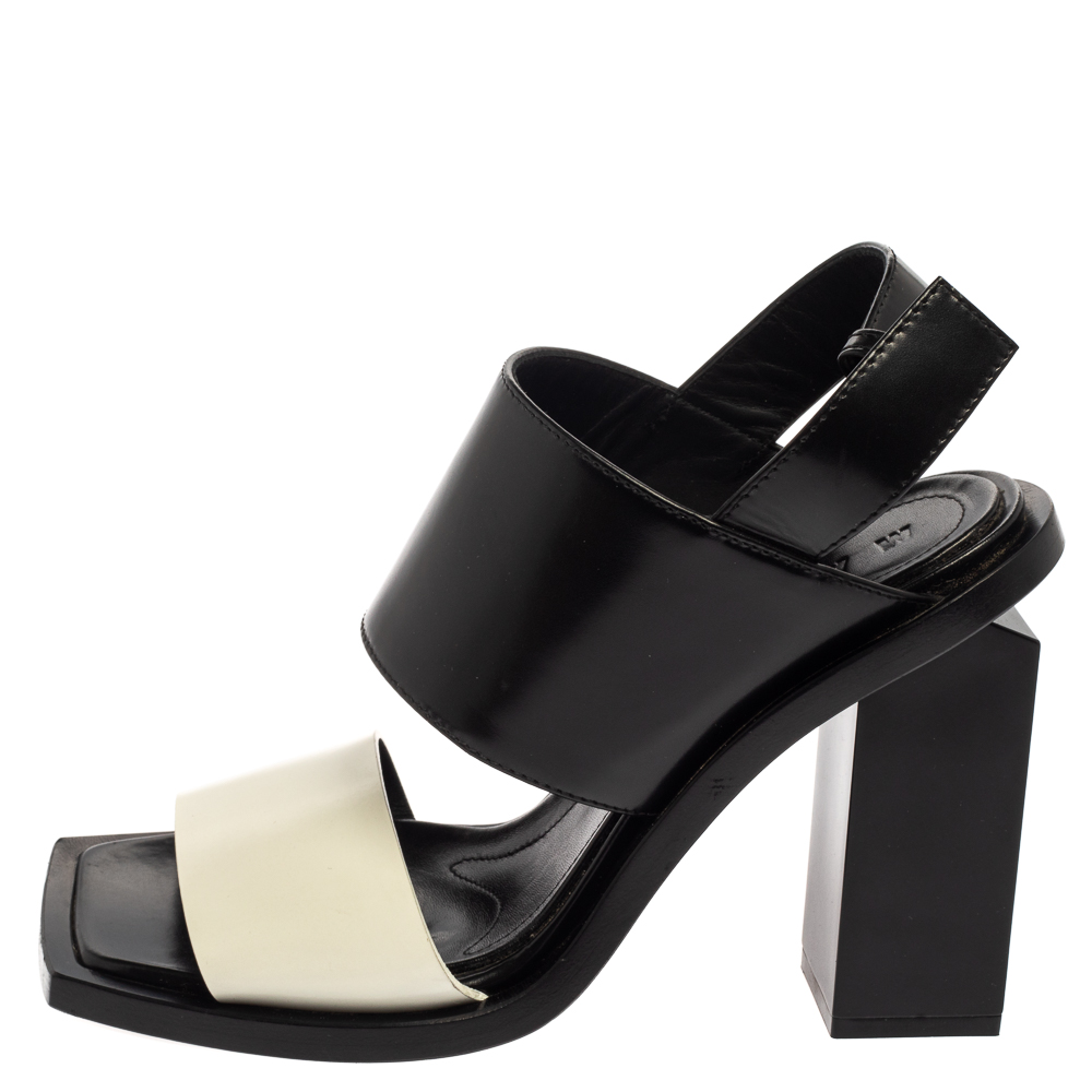 

Marni Monochrome Leather Block Heel Sandals Size, Black
