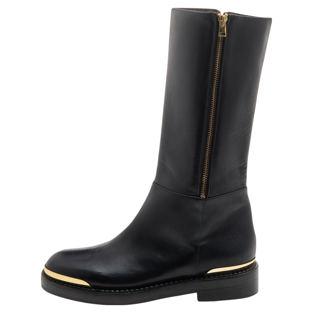 

Marni Black Leather Calf Length Boots Size