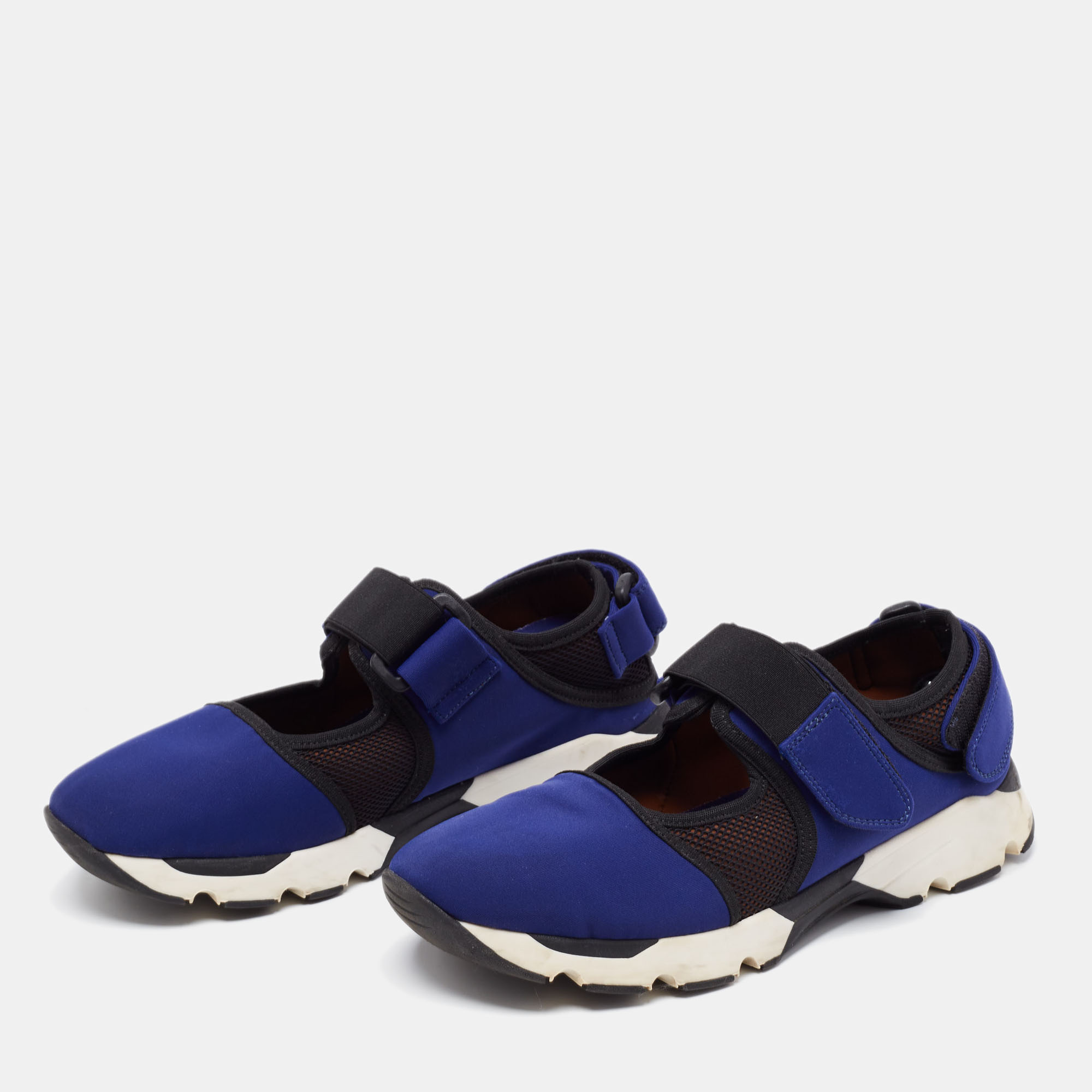 

Marni Blue/Black Neoprene and Mesh Low Top Sneakers Size