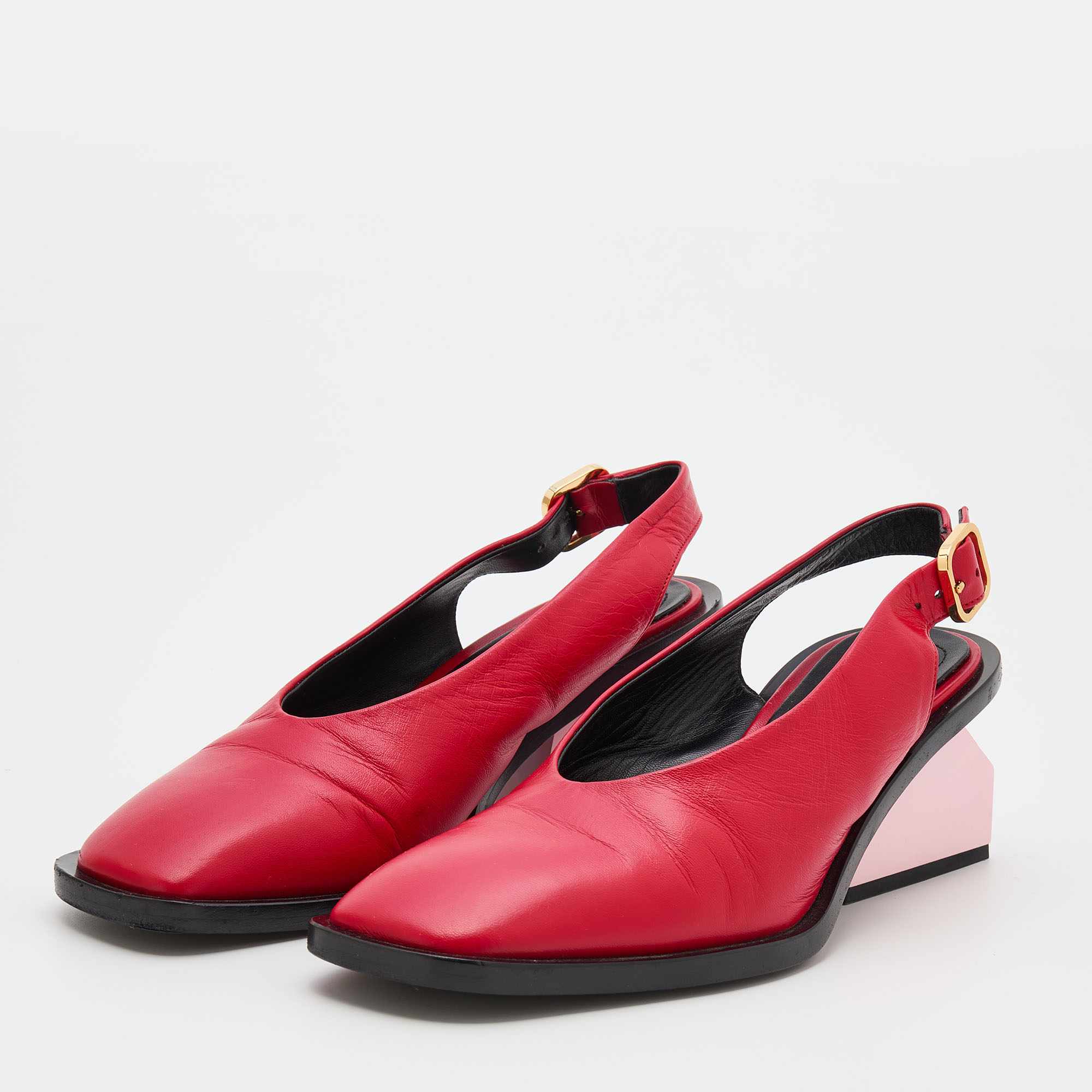 

Marni Red Leather Slingback Sandals Size