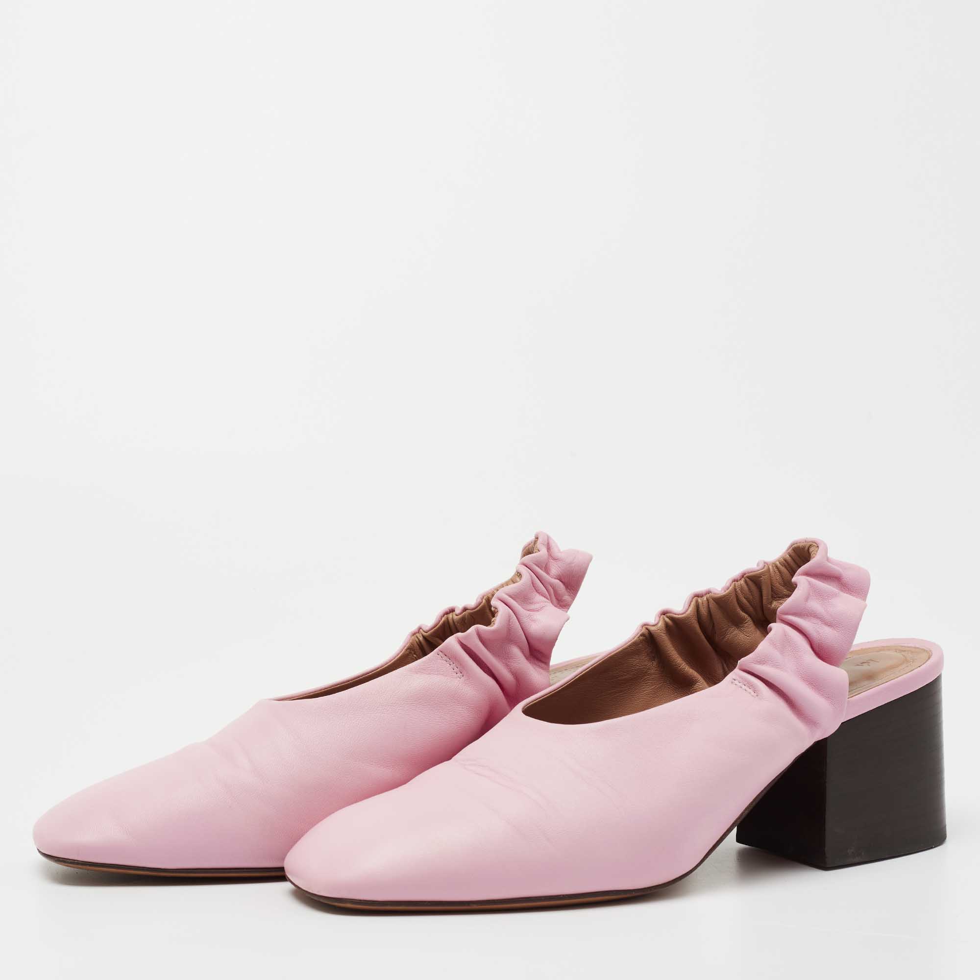 

Marni Pink Leather Slingback Pumps Size